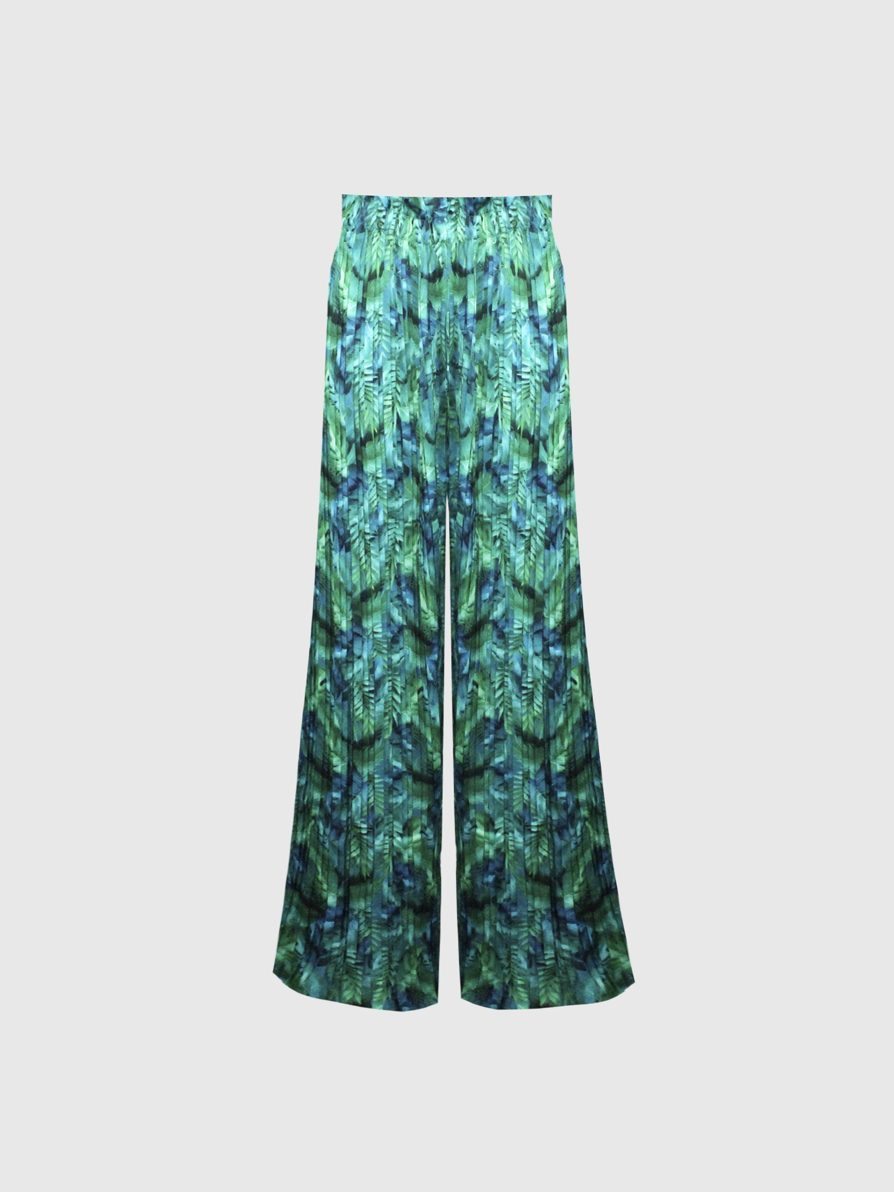 COORDINATO BLUSA AMPIA E PANTALONE PLISSETTATO A PALAZZO STAMPA FLOREALE VERDE