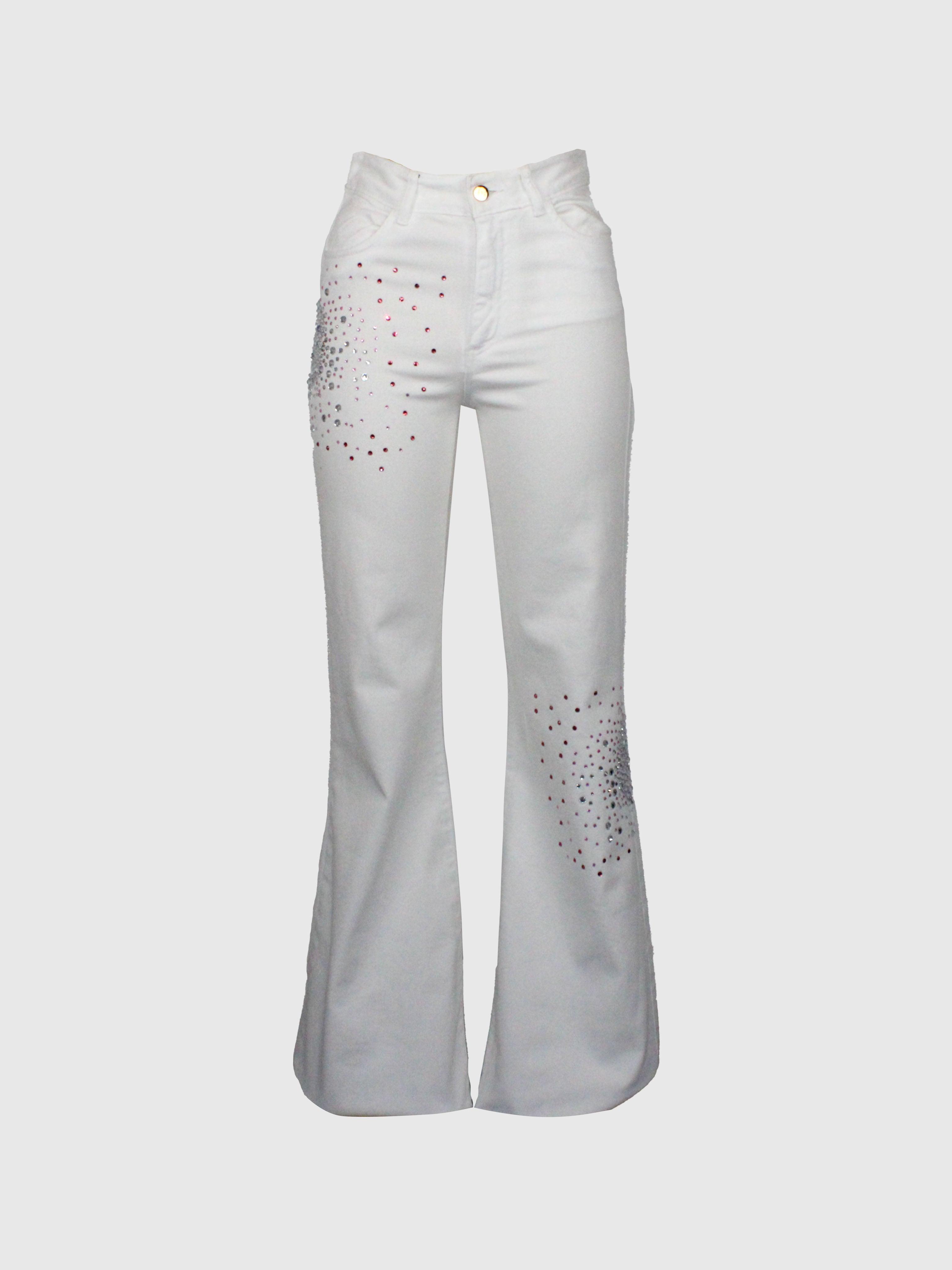 JEANS A ZAMPA ADERENTI CON TASCHE E CRISTALLI BIG BANG
