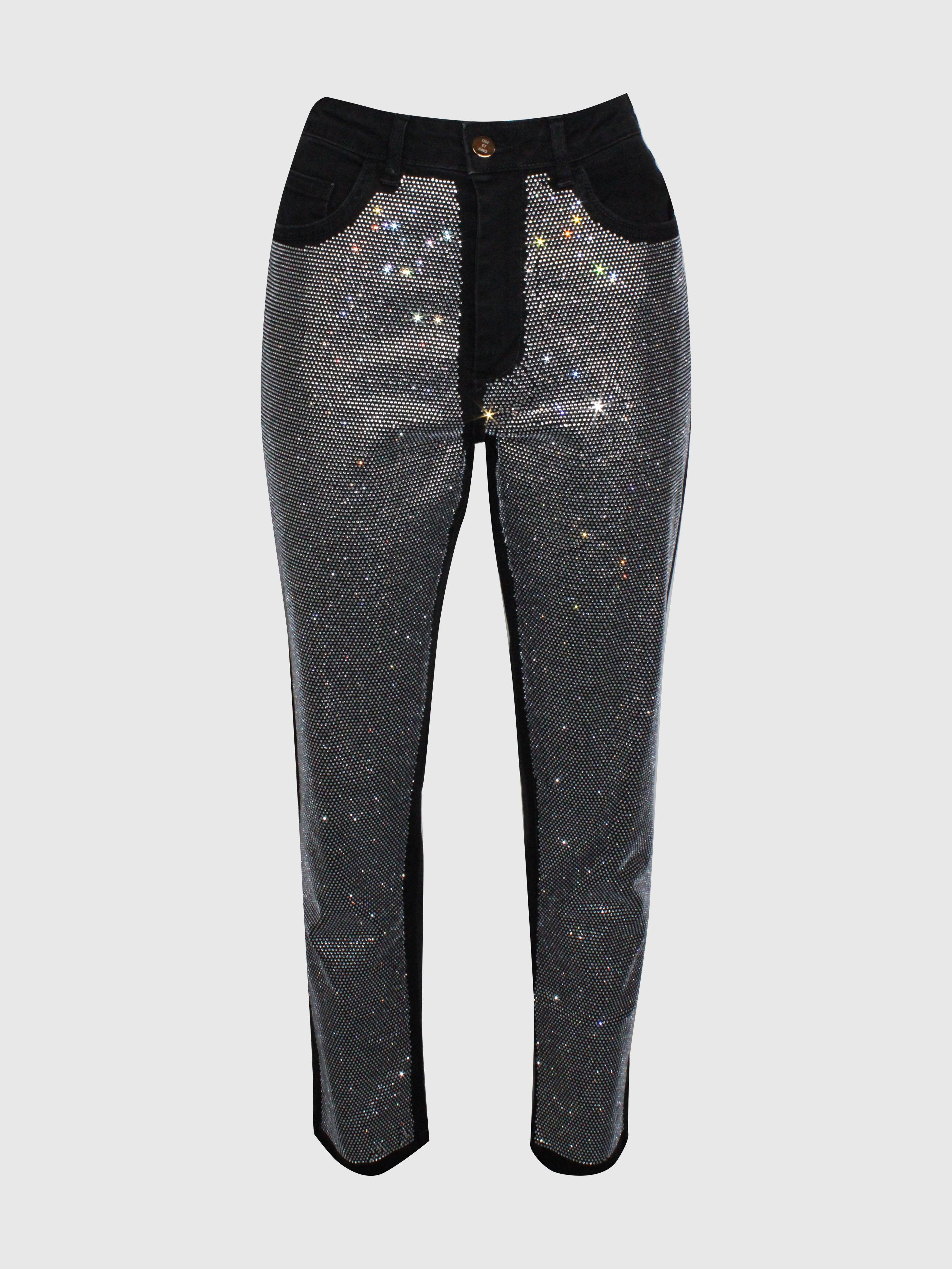 DENIM SKINNY FULL STRASS CON TASCHE