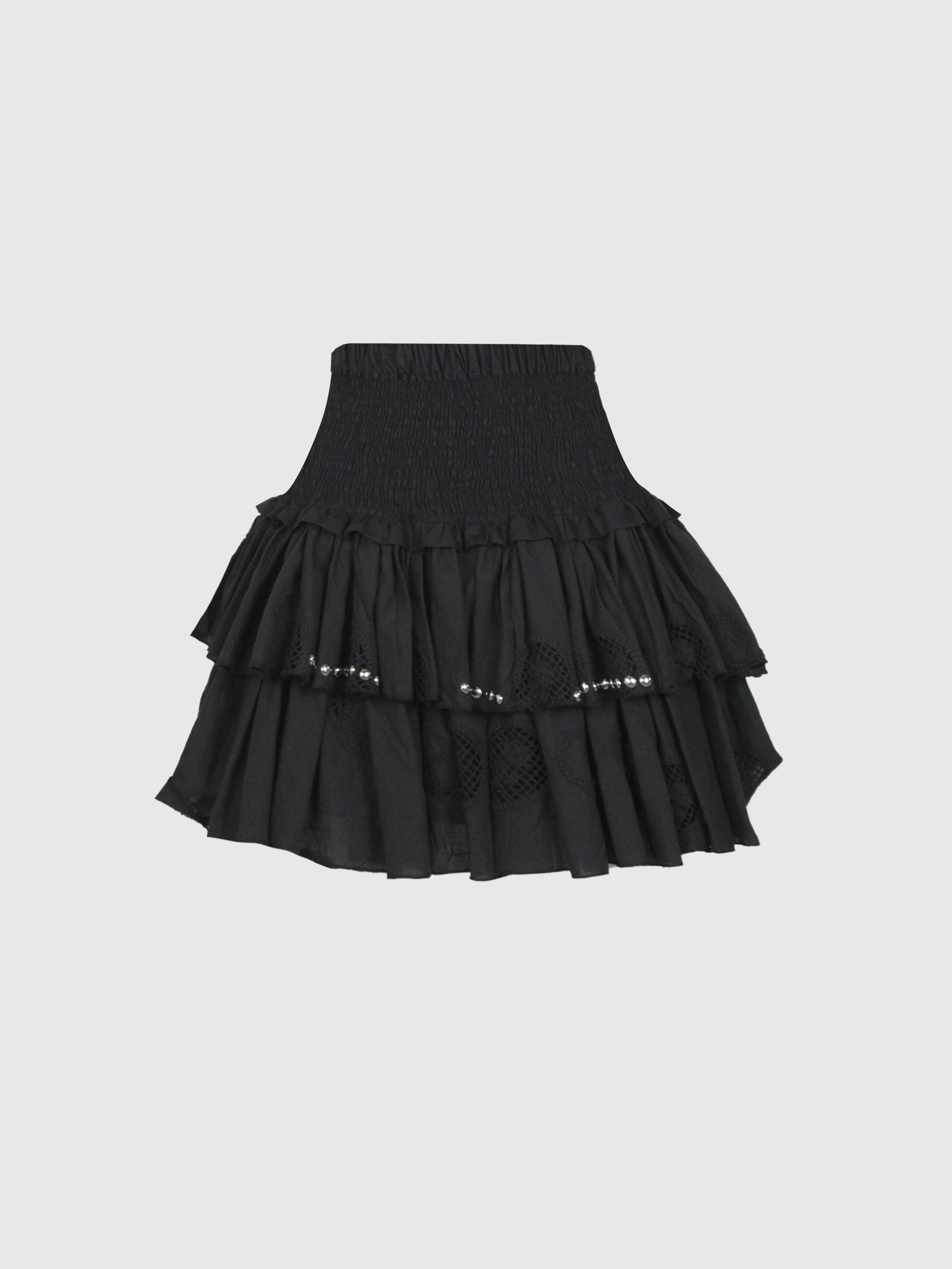 MINIGONNA ROUCHES CON BORCHIE PUNTO SMOCK ELASTICIZZATA