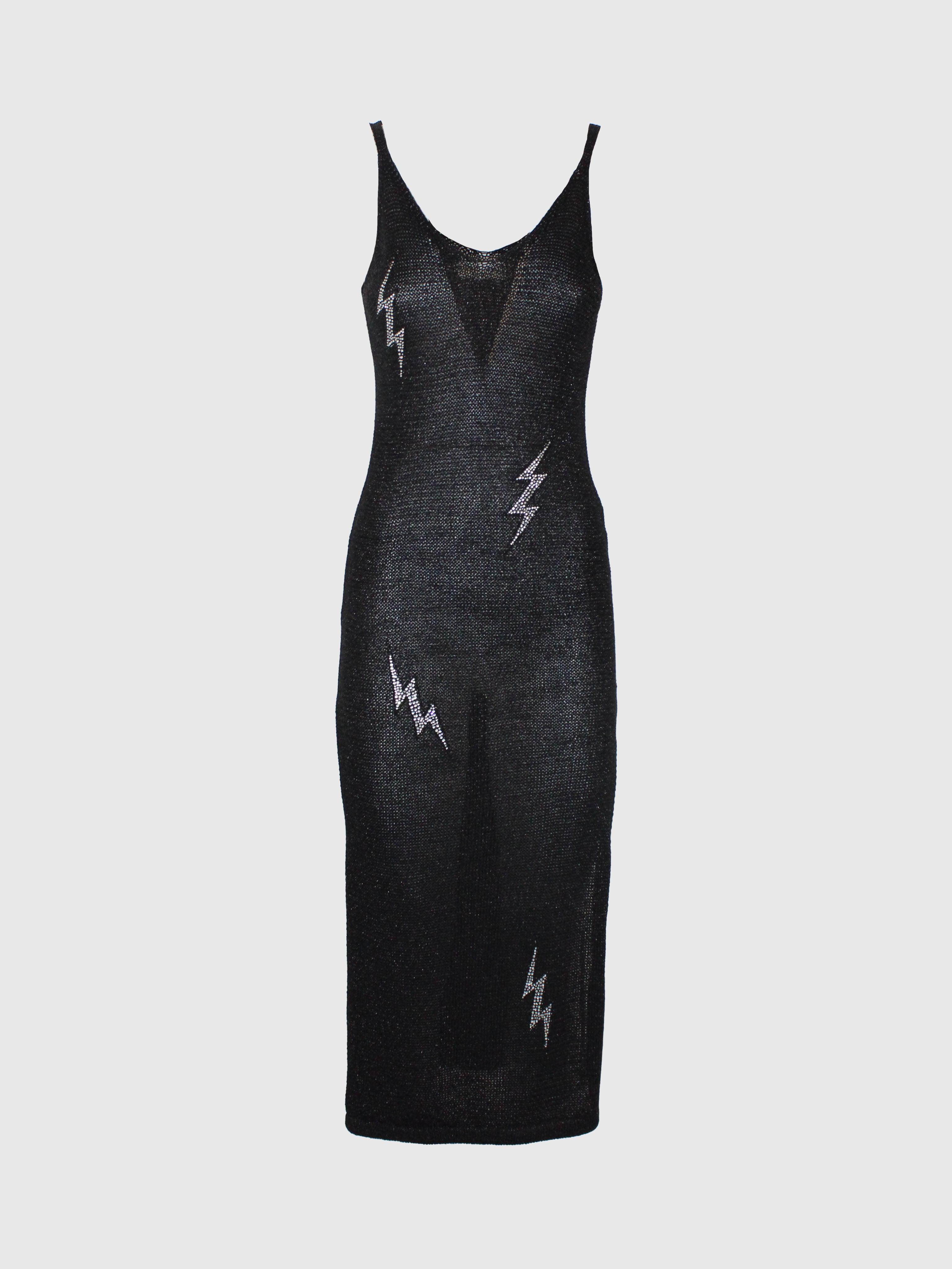 ABITO TAFORATO IN LUREX APPLICAZIONE STRASS FULMINI