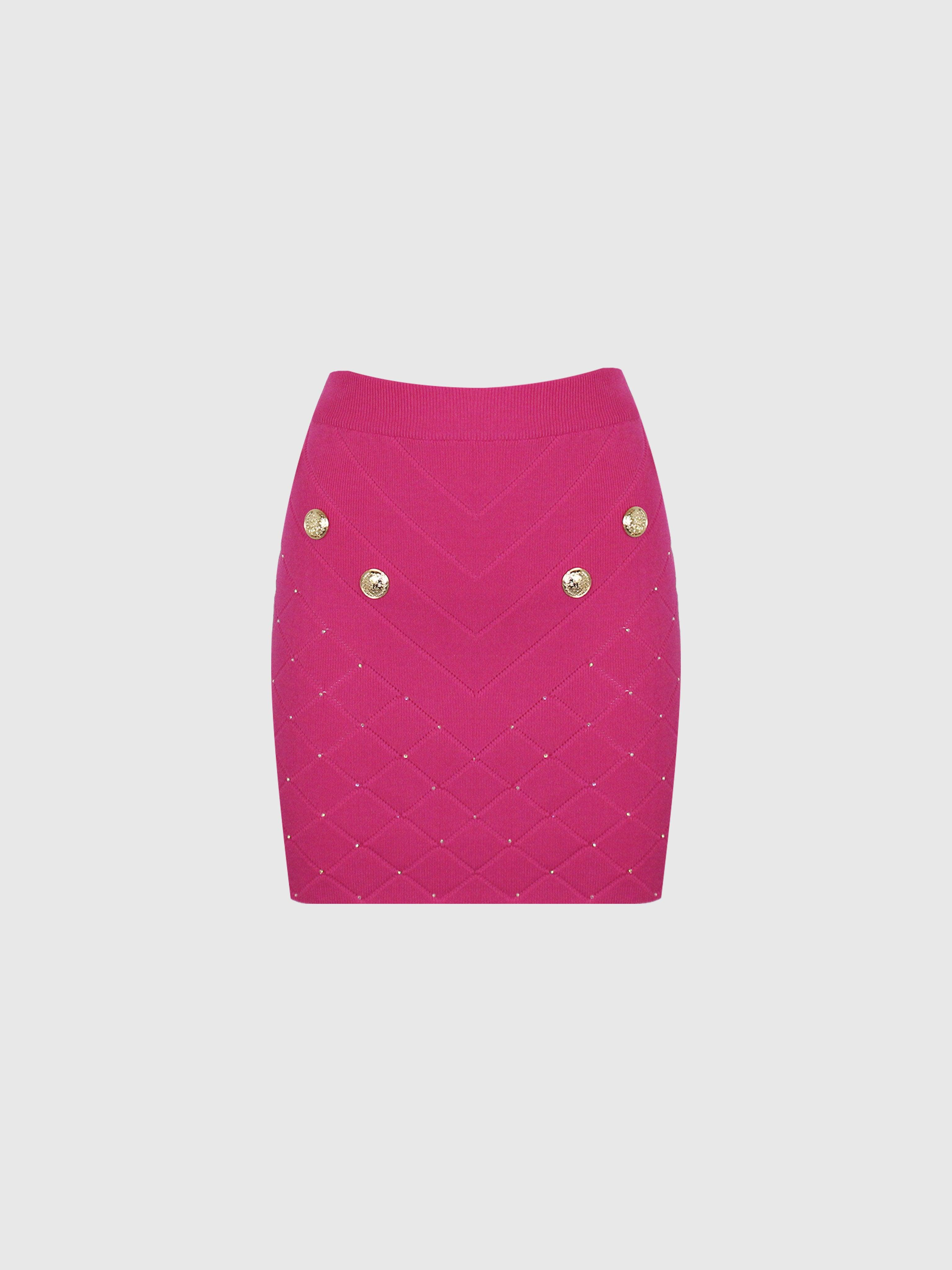 GONNA FUCSIA IN MAGLIA CON CRISTALLI STRASS AURORA BOREALE