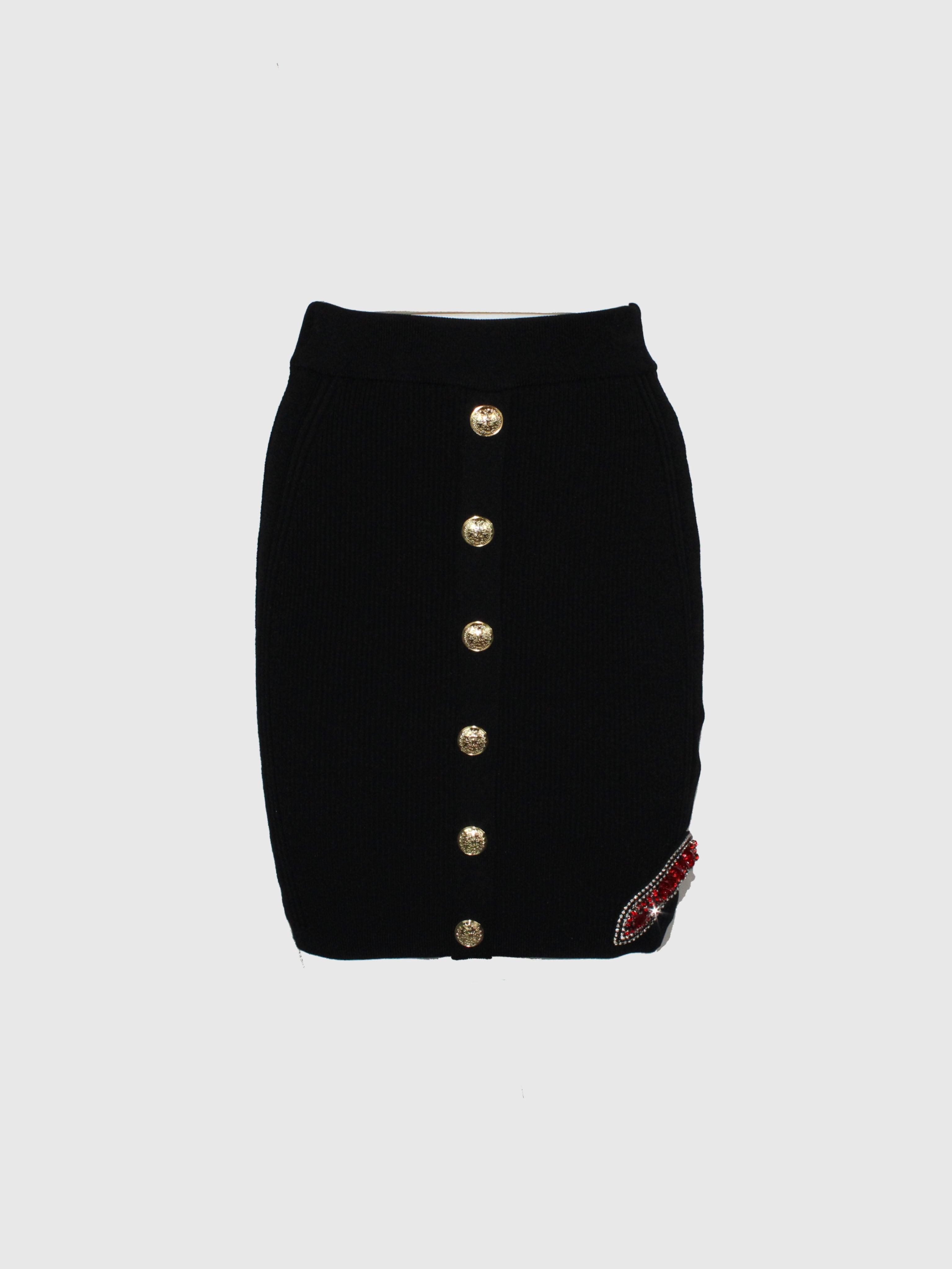 GONNA TUBINO NERO IN MAGLIA CON SERPENTE GEMELLI