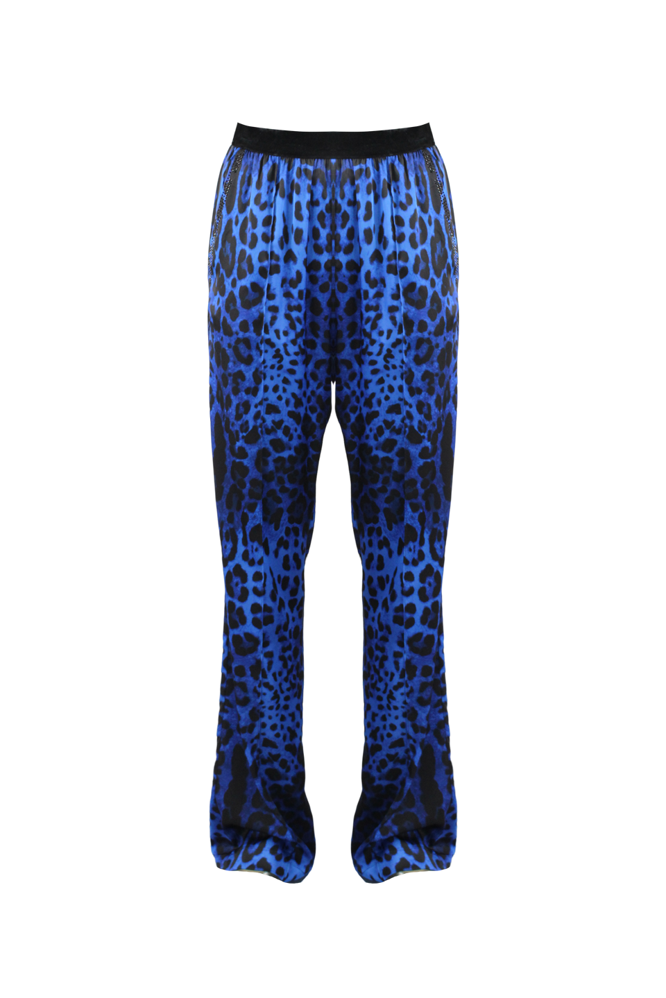 PANTALONI STILE PIGIAMA CON CINTO IN VELLUTO E STRASS