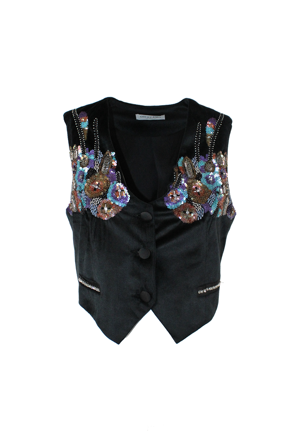 SLIM FIT HAND-EMBROIDERED VELVET VEST