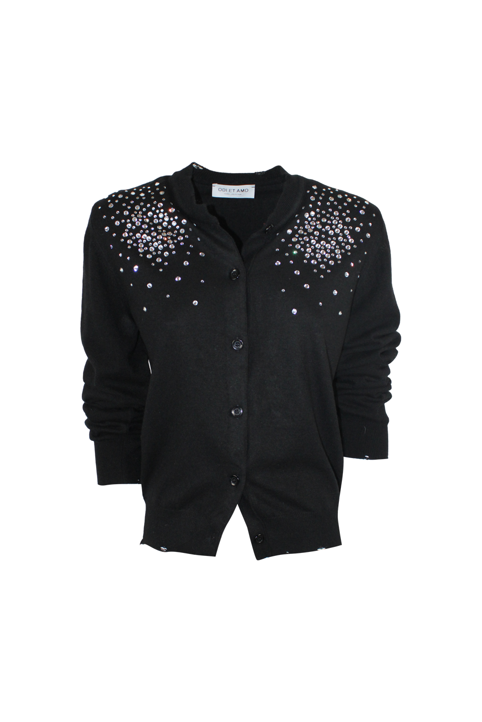 CARDIGAN WITH RHINESTONE BREAKS ON THE NECKLINE