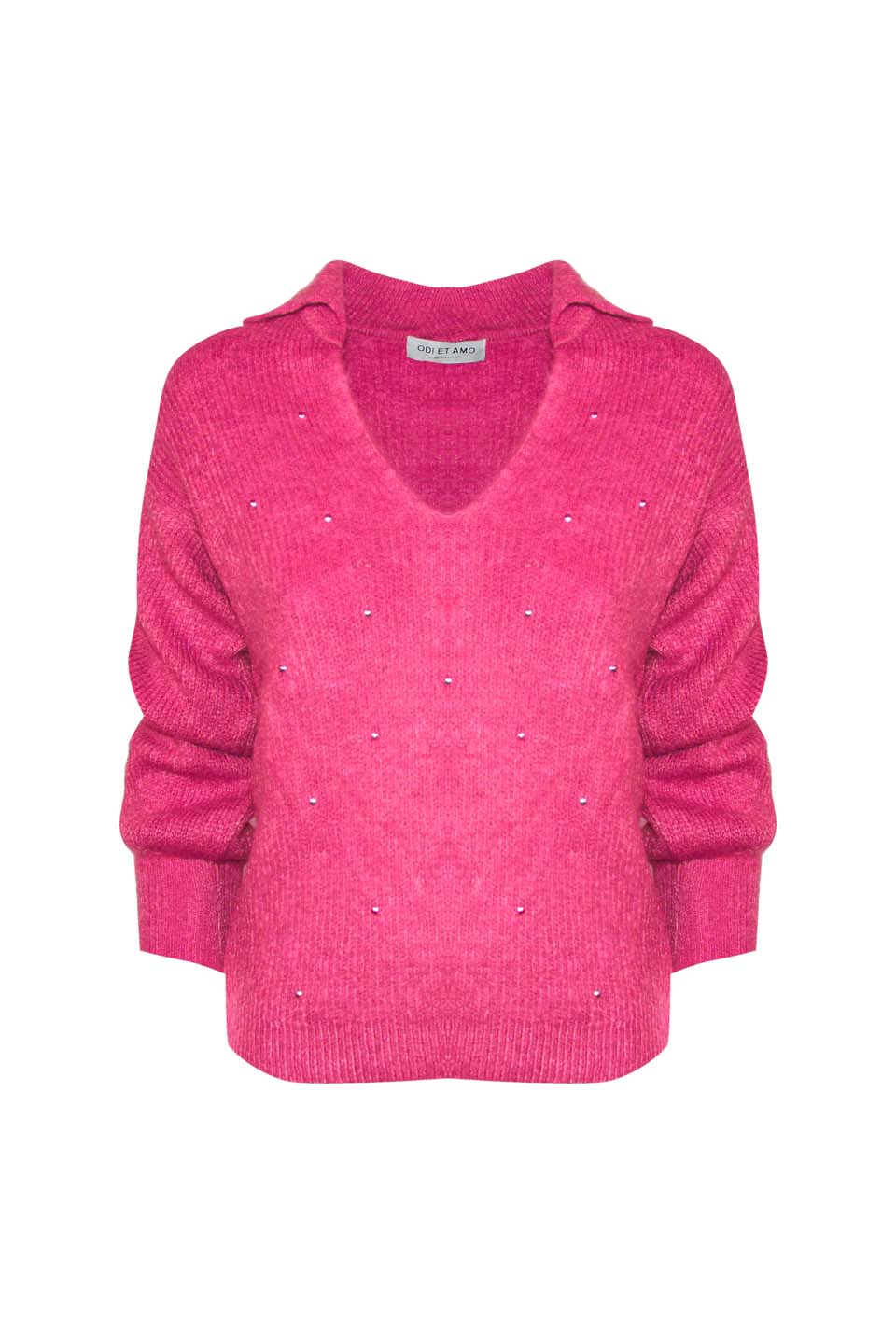 MAGLIA STILE POLO MISTO MOHAIR CON BORCHIE ALL OVER