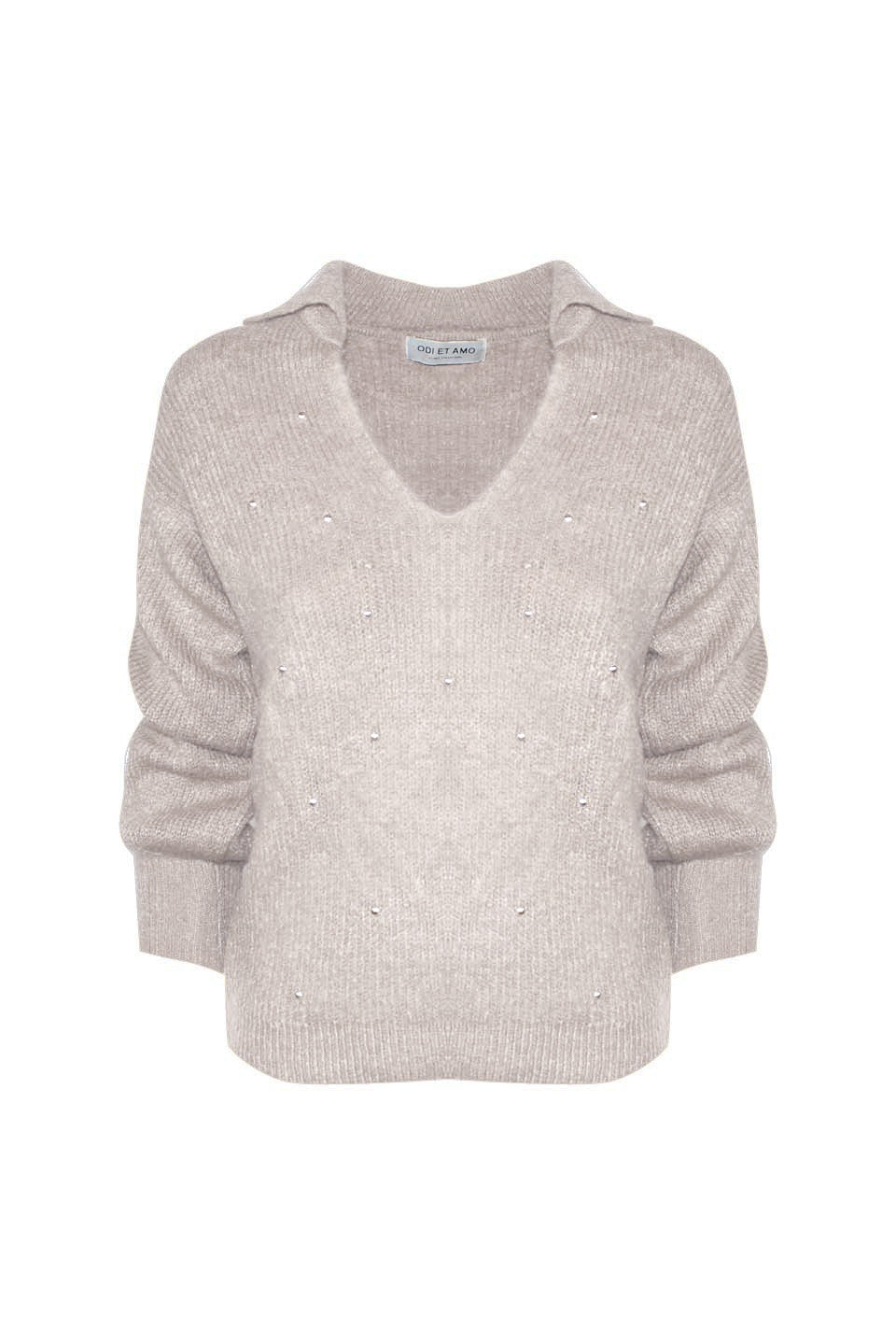 MAGLIA STILE POLO MISTO MOHAIR CON BORCHIE ALL OVER