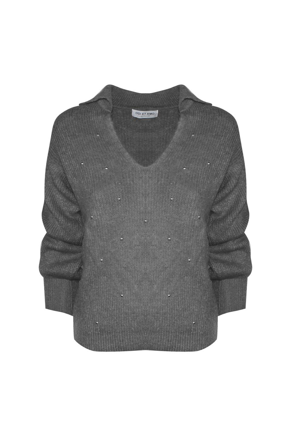 MAGLIA STILE POLO MISTO MOHAIR CON BORCHIE ALL OVER