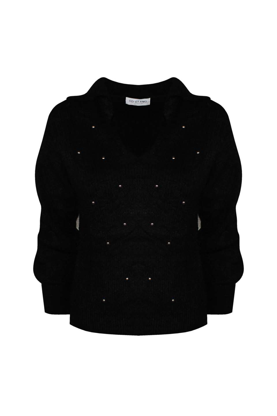MAGLIA STILE POLO MISTO MOHAIR CON BORCHIE ALL OVER