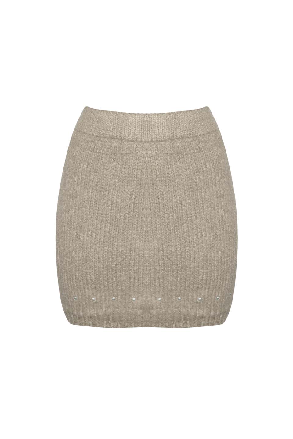 MOHAIR BLEND MINI SKIRT WITH GOLD STUDS