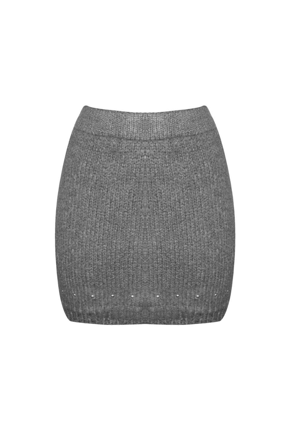 MOHAIR BLEND MINI SKIRT WITH GOLD STUDS