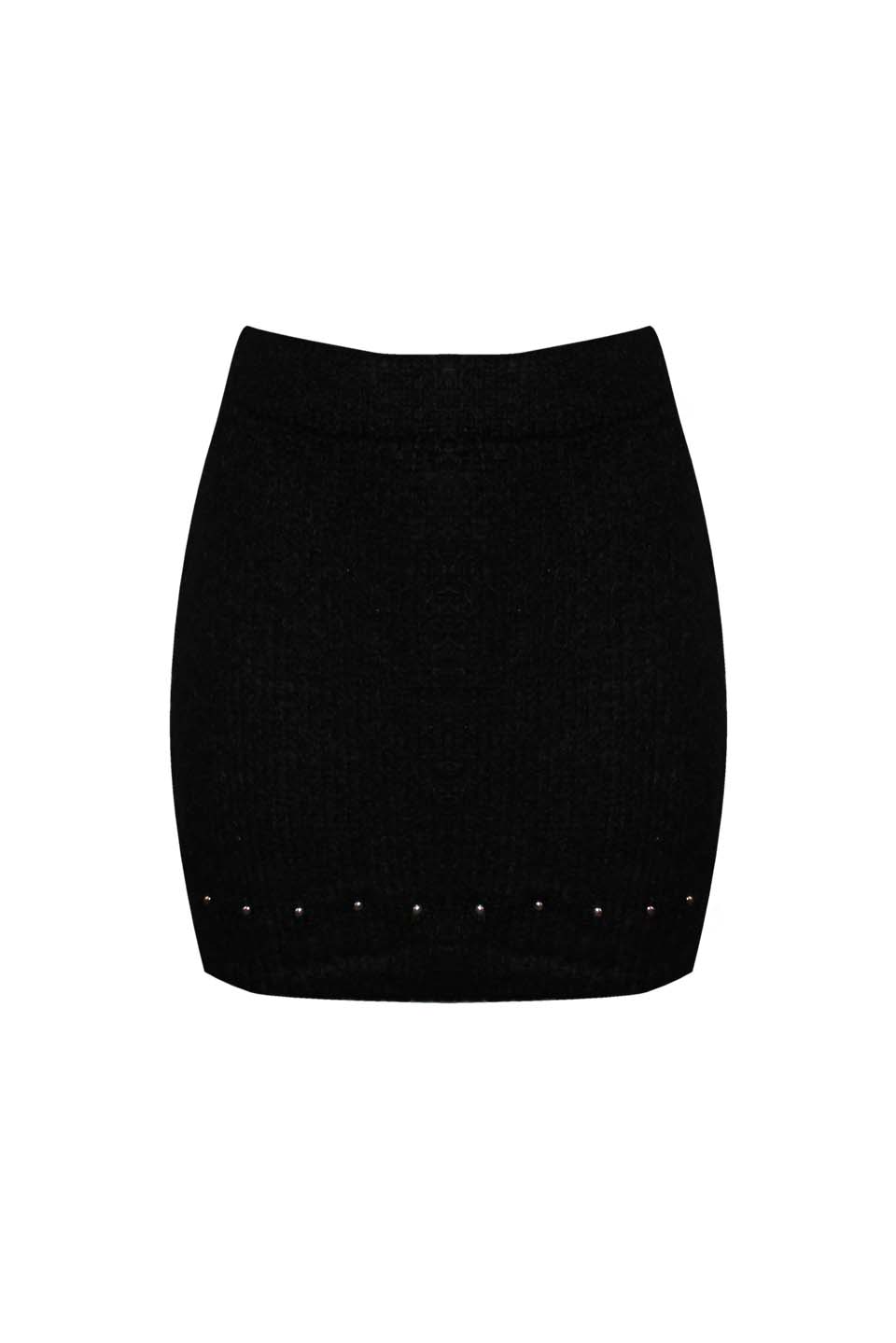 MOHAIR BLEND MINI SKIRT WITH GOLD STUDS