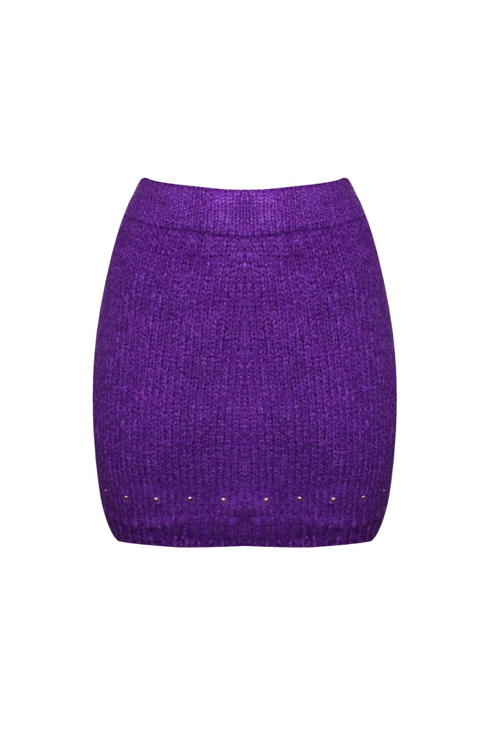 MOHAIR BLEND MINI SKIRT WITH GOLD STUDS