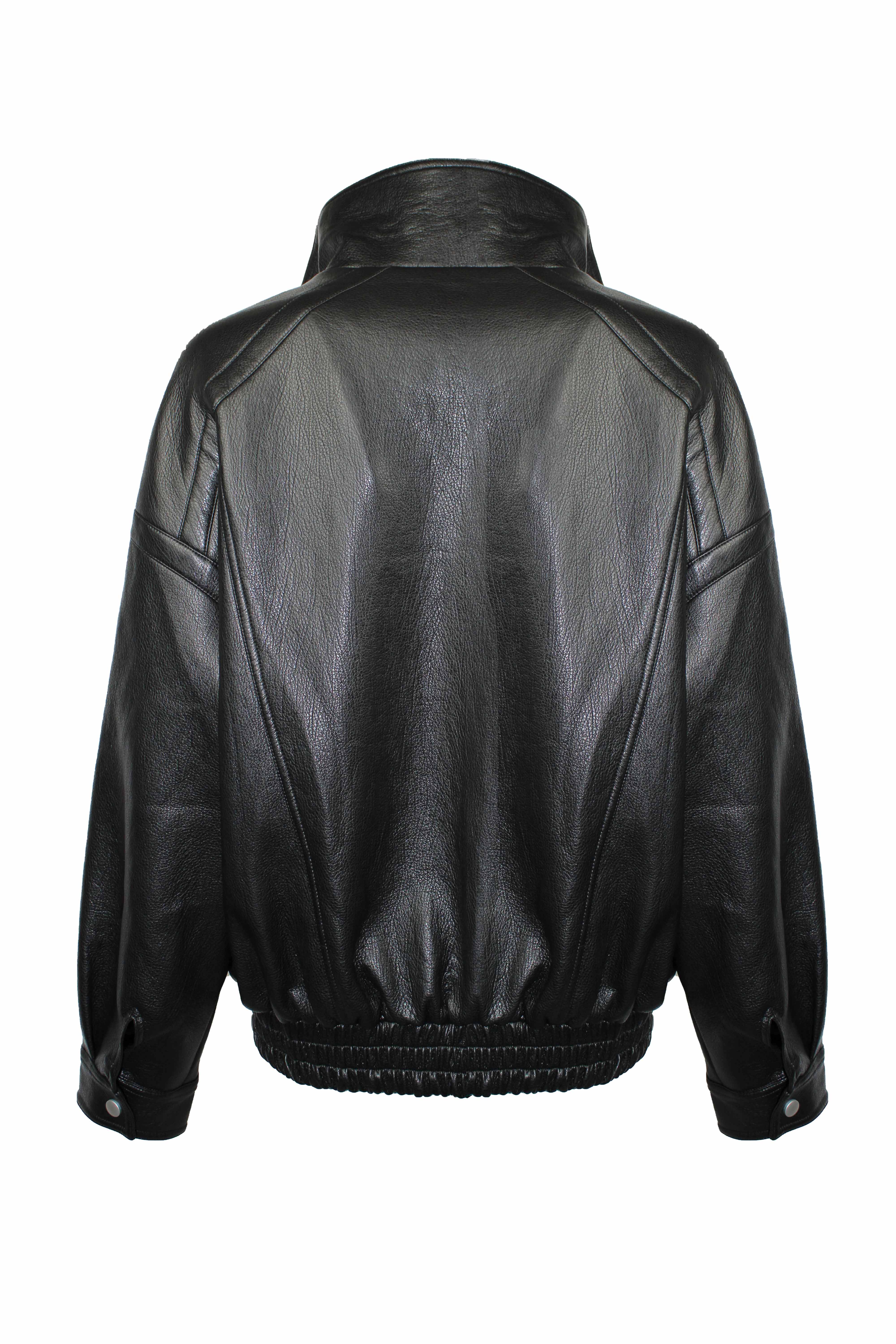 GIUBBINO/BOMBER IN ECOPELLE CON CRISTALLI E STRASS RICAMATI A MANO