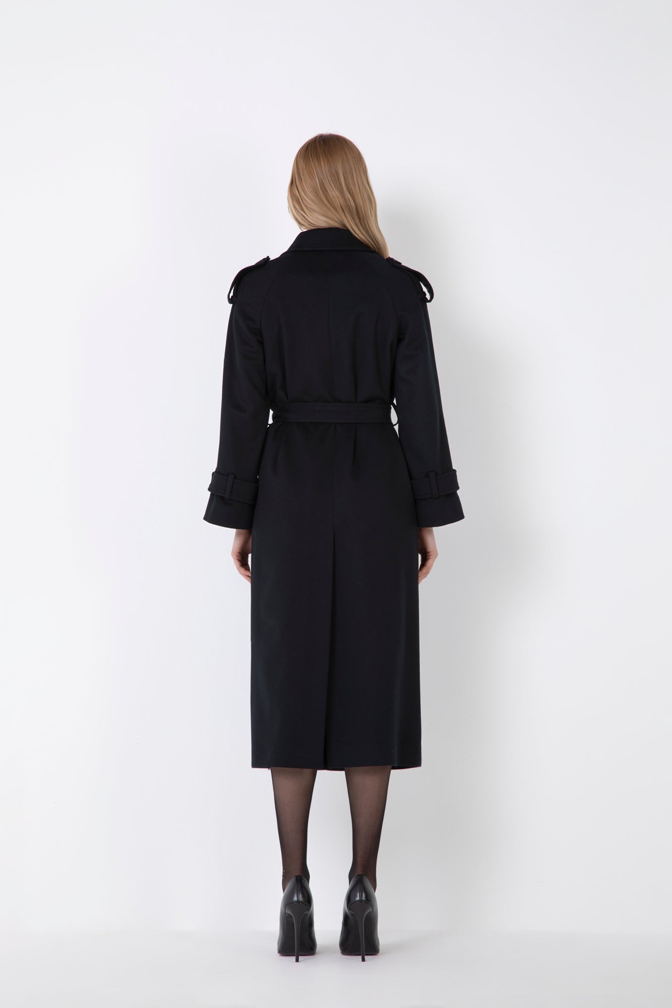 NORMAL FIT CASHMERE BLEND TRENCH COAT WITH BUTTONS AND POCKETS