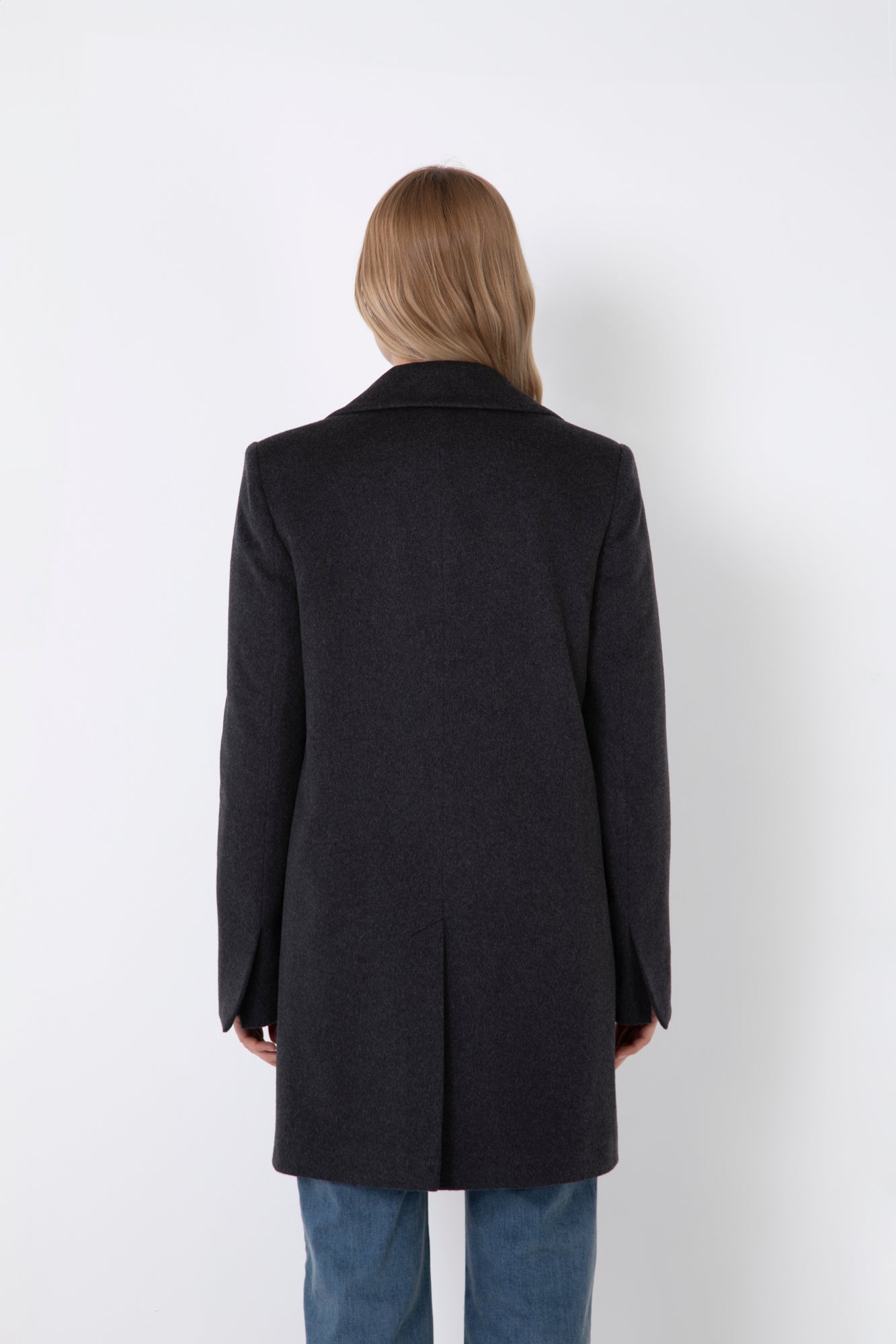 STRAIGHT CASHMERE BLEND COAT WITH POCKETS