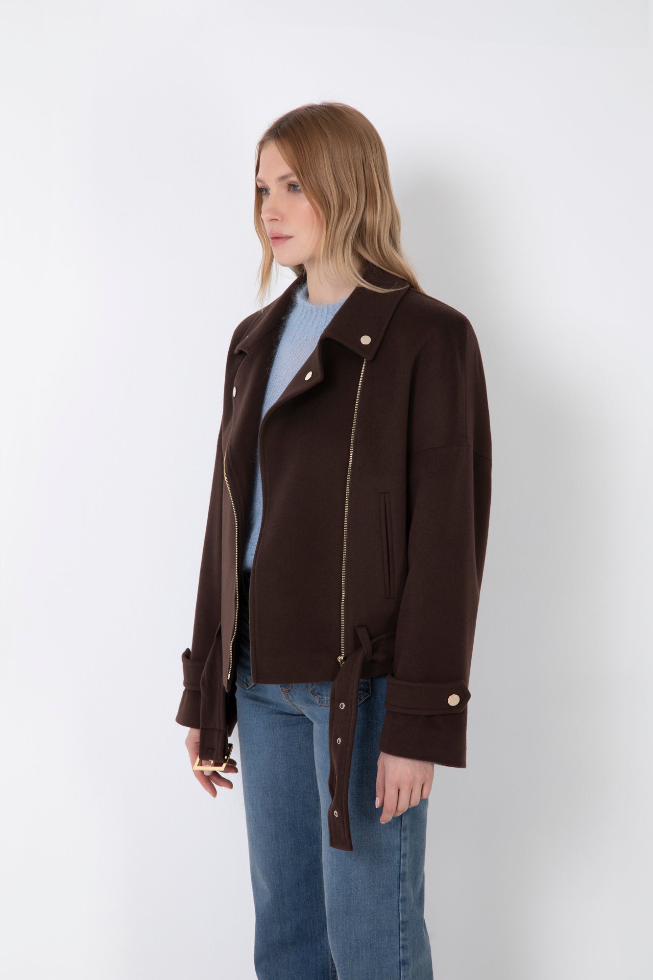 OVERSIZED BIKER COAT WITH SHOULDER PADS