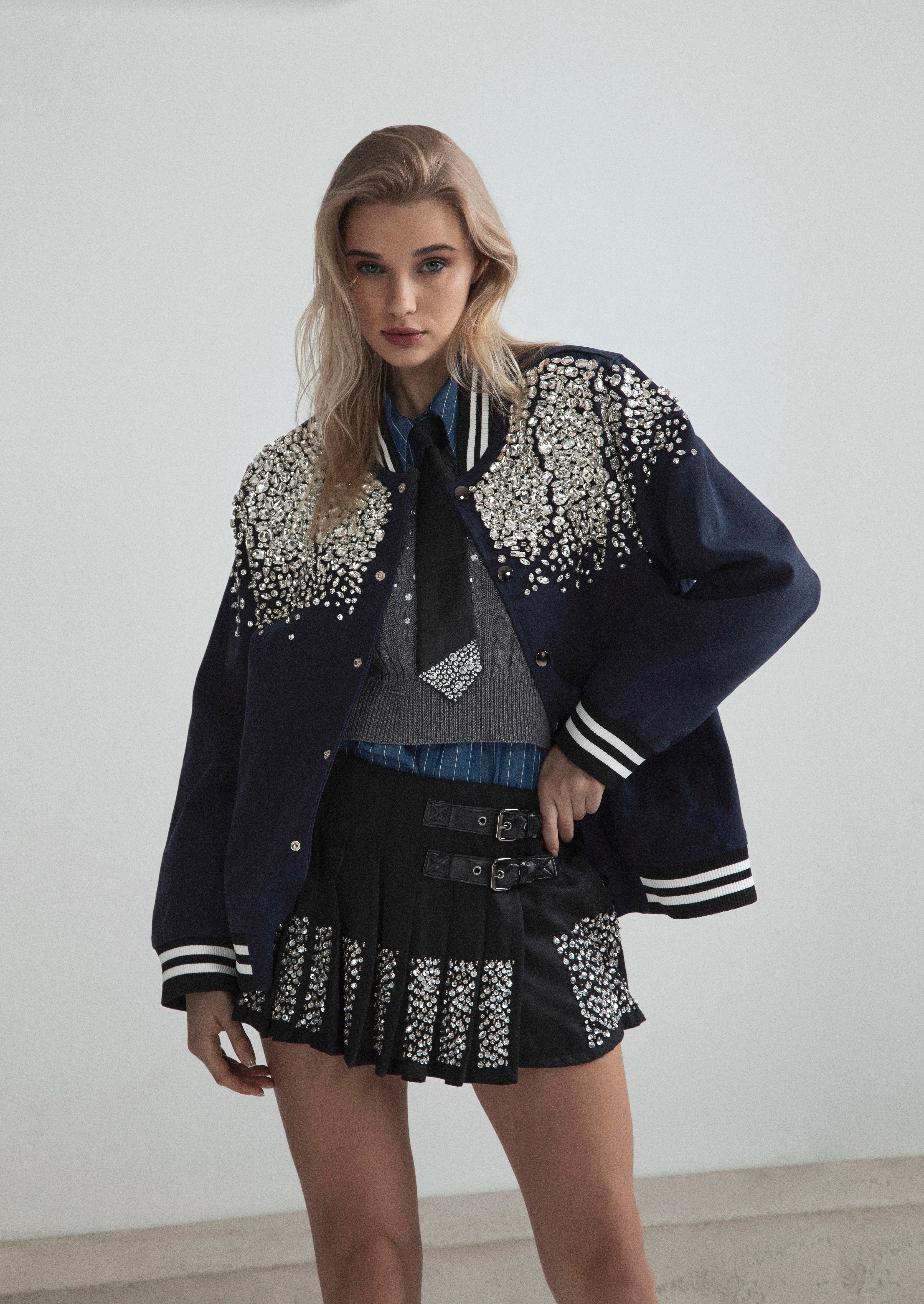 HAND-EMBROIDERED PLEATED SKIRT
