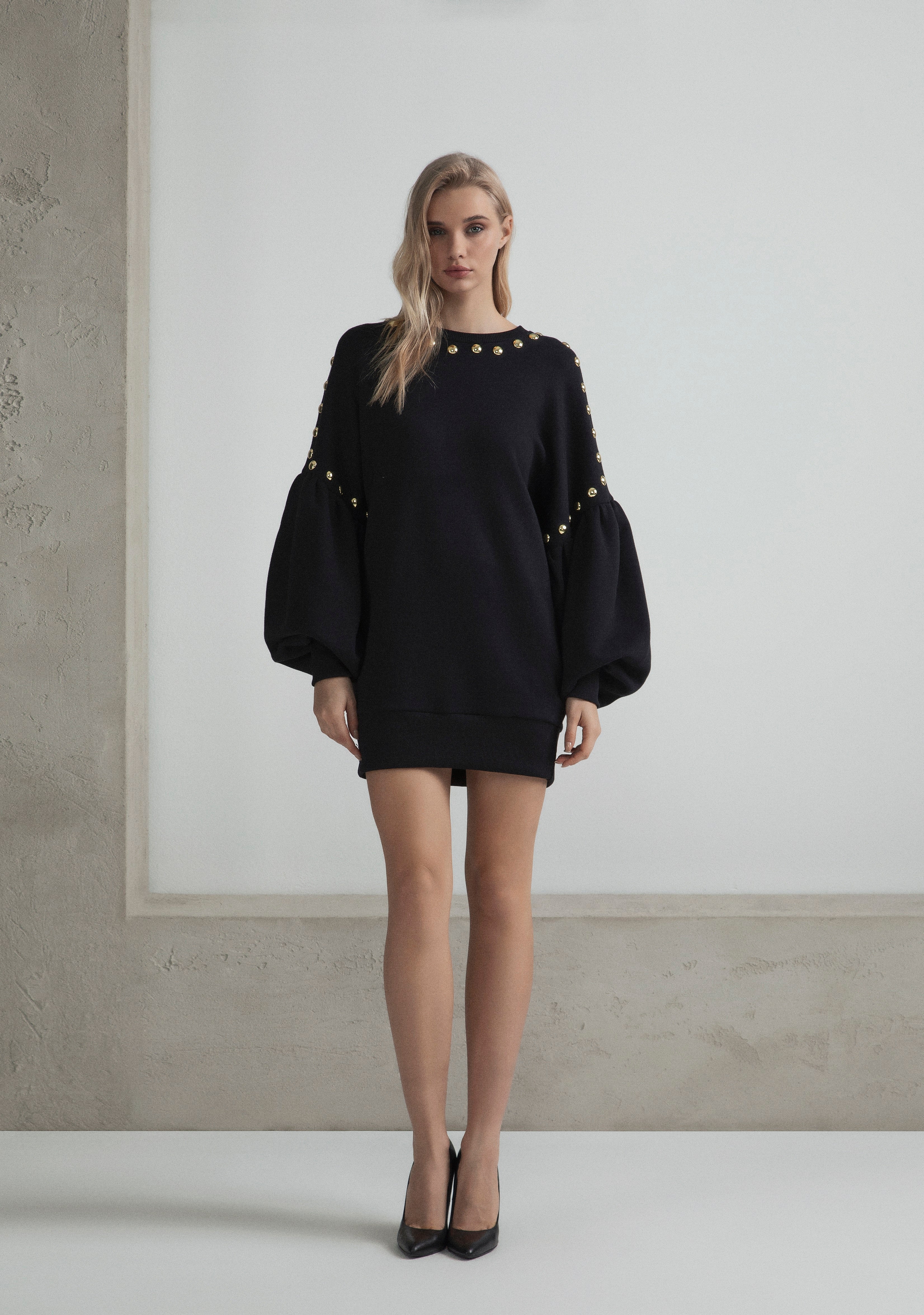 STUDDED SWEATSHIRT DRESS