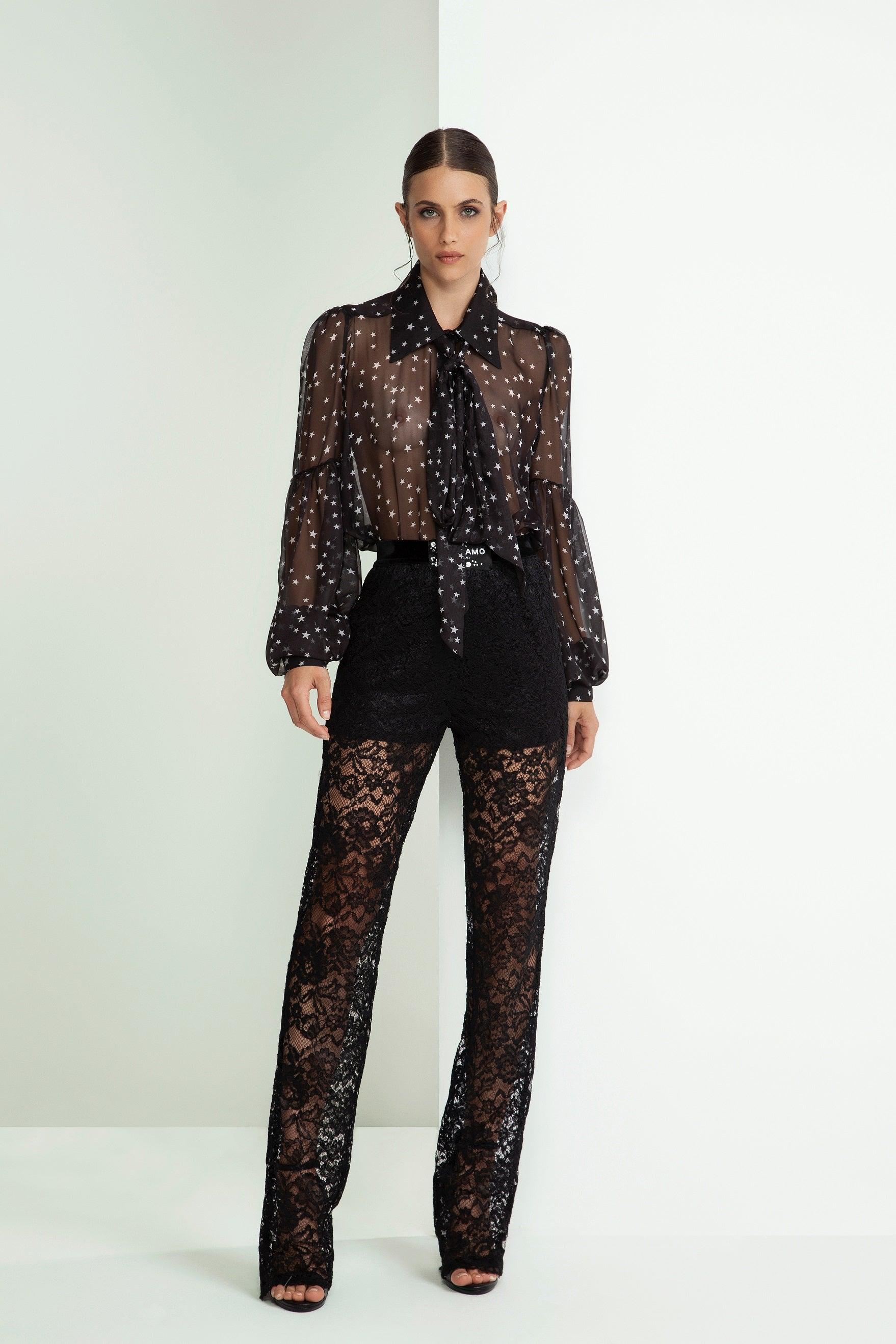 PANTALONE STILE PIGIAMA ICONIC IN PIZZO E COULOTTE