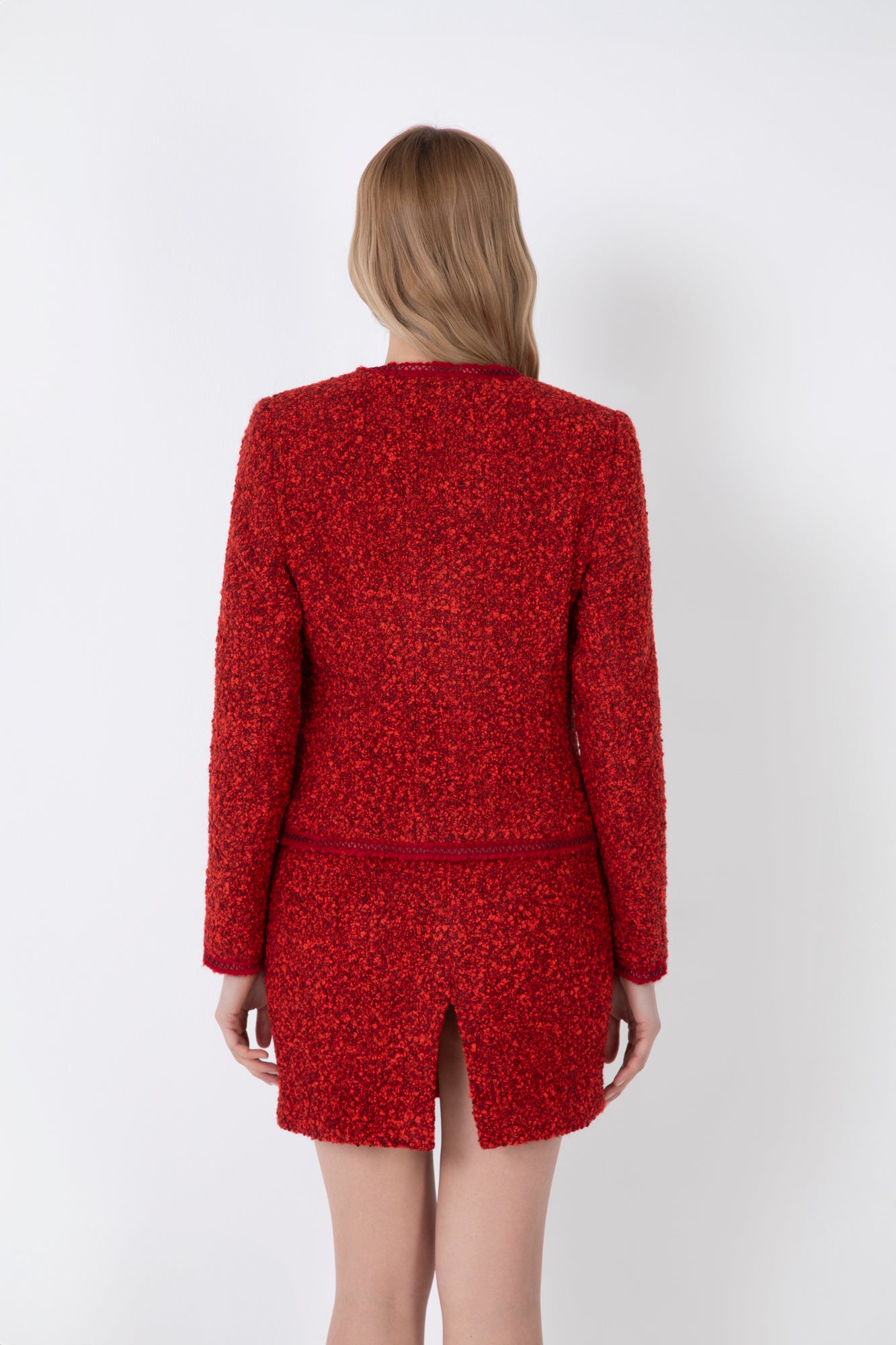 TWEED PENCIL SKIRT WITH BUTTONS AND POCKETS