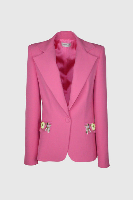 GIACCA FUCSIA TESSUTO TECNICO MONOPETTO UN BOTTONE E TASCHE GIOIELLO
