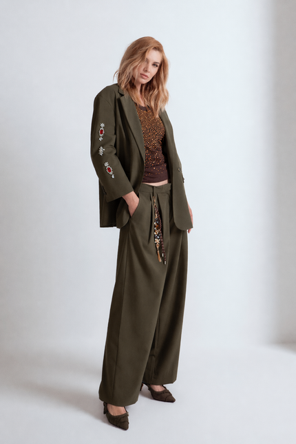 ANDRE' OVERSIZED TAILORED BLAZER WITH JEWEL EMBROIDERY