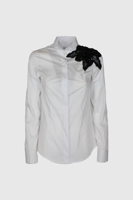 CAMICIA BIANCA SLIM FIT IN COTONE ELASTICIZZATO MODELLO SMOKING