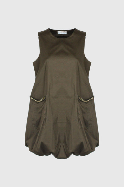 ABITO MANICATO CORTO GONNA A PALLONCINO CON BORCHIE PICCOLE ORO