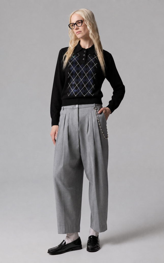 POLO CON INTARSIO STRASS DI ROMBI