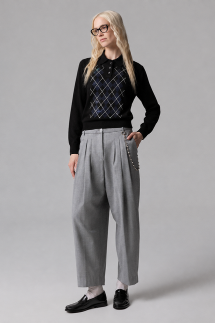 POLO CON INTARSIO STRASS DI ROMBI