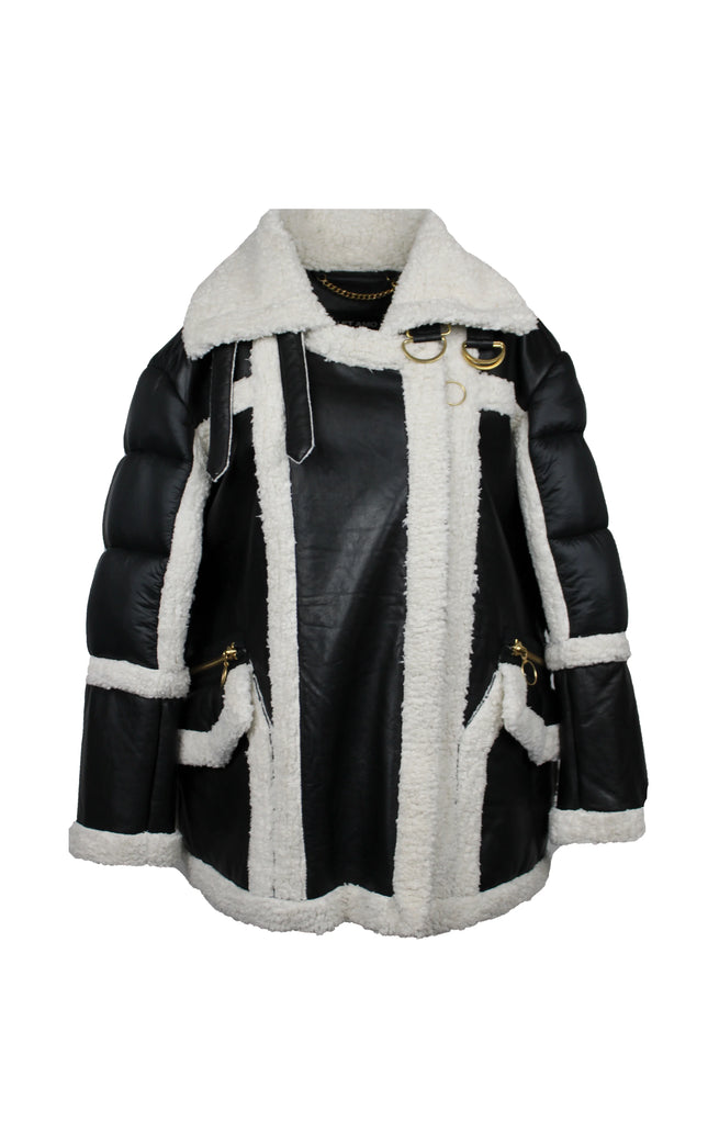 MONTONE VERA PELLE E SHEARLING FIT OVERSIZE