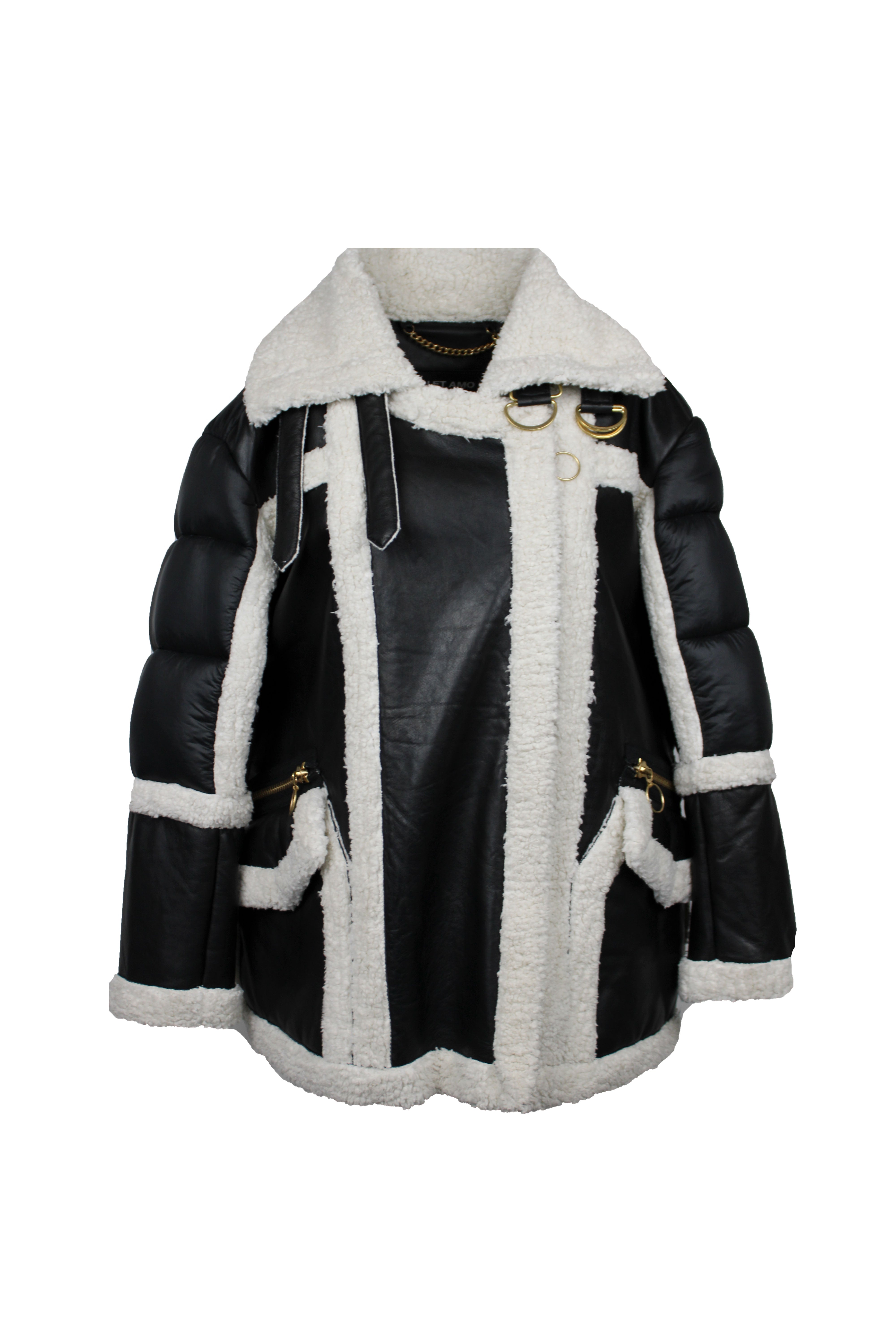MONTONE VERA PELLE E SHEARLING FIT OVERSIZE