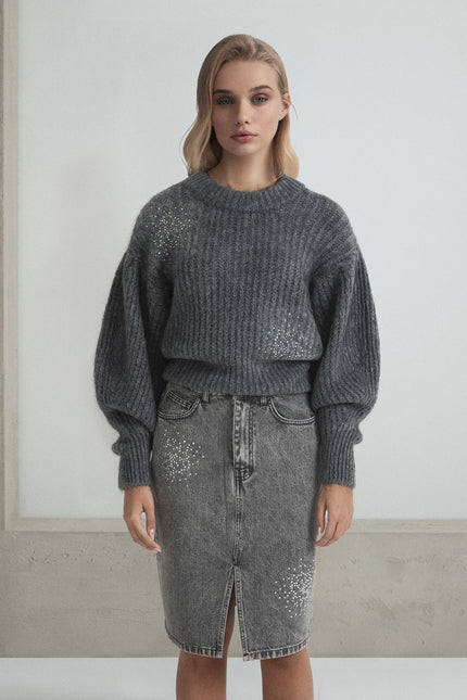 PULLOVER IN MISTO MOHAIR CON ESPLOSIONE CRISTALLI