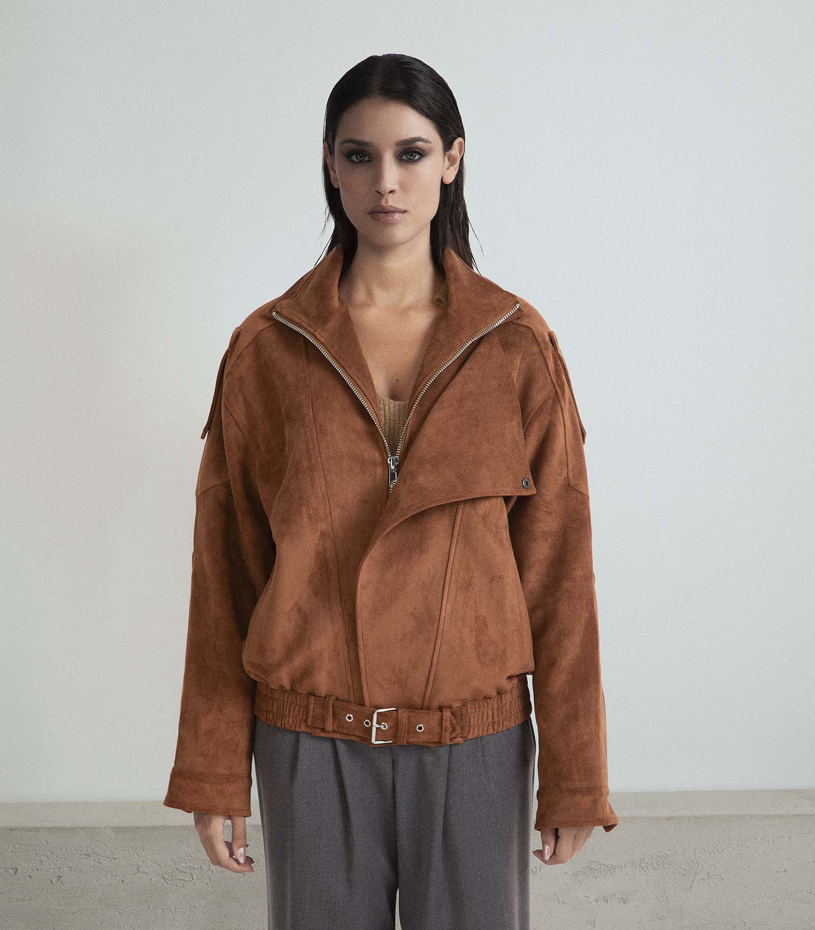 BOMBER OVERSIZE IN ECO SUEDE
