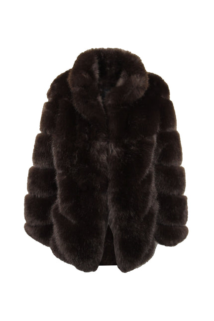 ECOPELLICCIA MARRONE OVERSIZE CON TASCHE