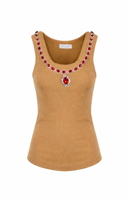 JEWEL RIBBED VEST TOP