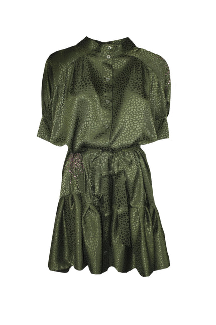 ICONIC SHORT OVERSIZED DRESS WITH PINK RHINESTONE