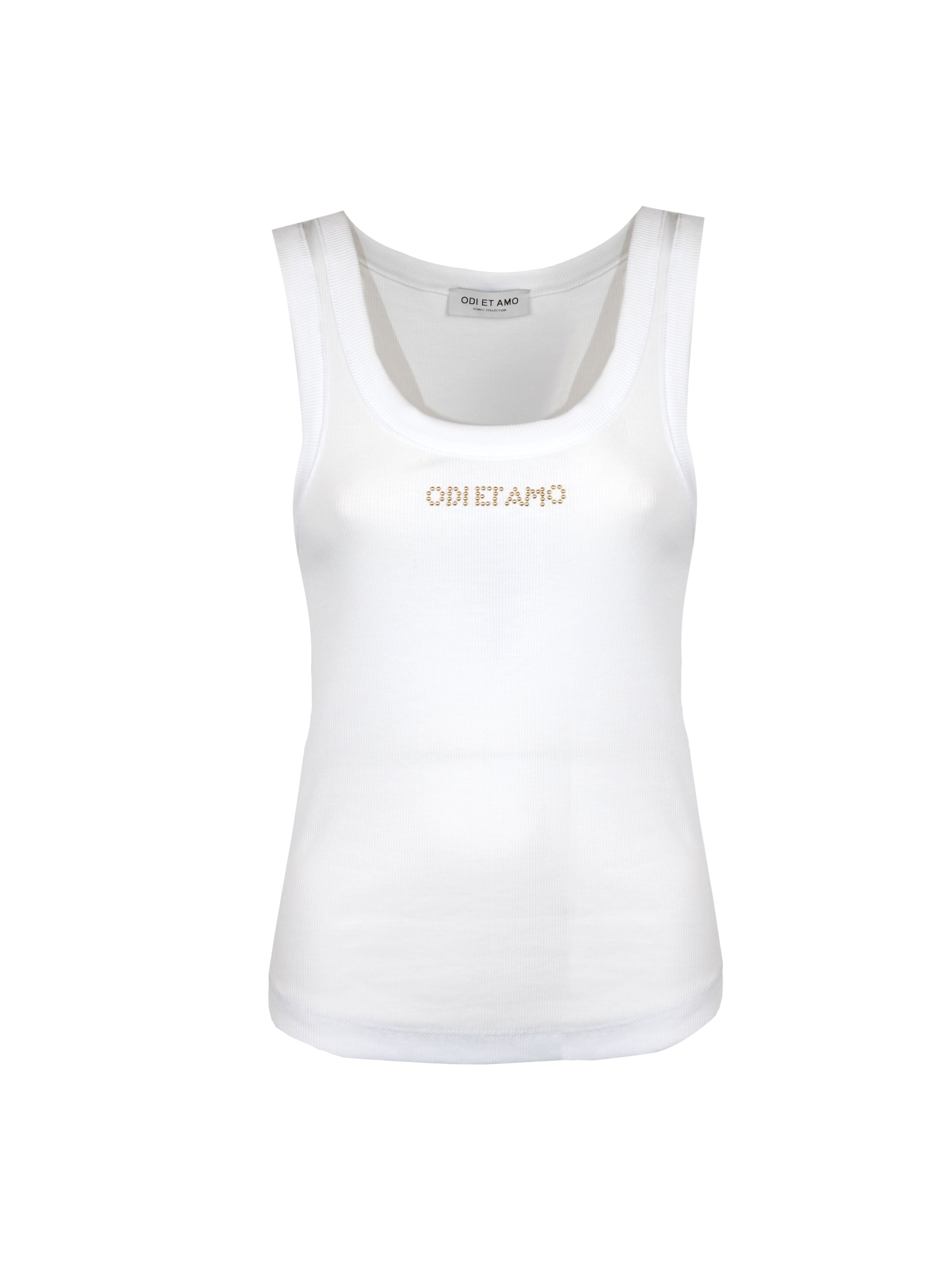 TANK TOP A COSTE CON BORCHIE ORO