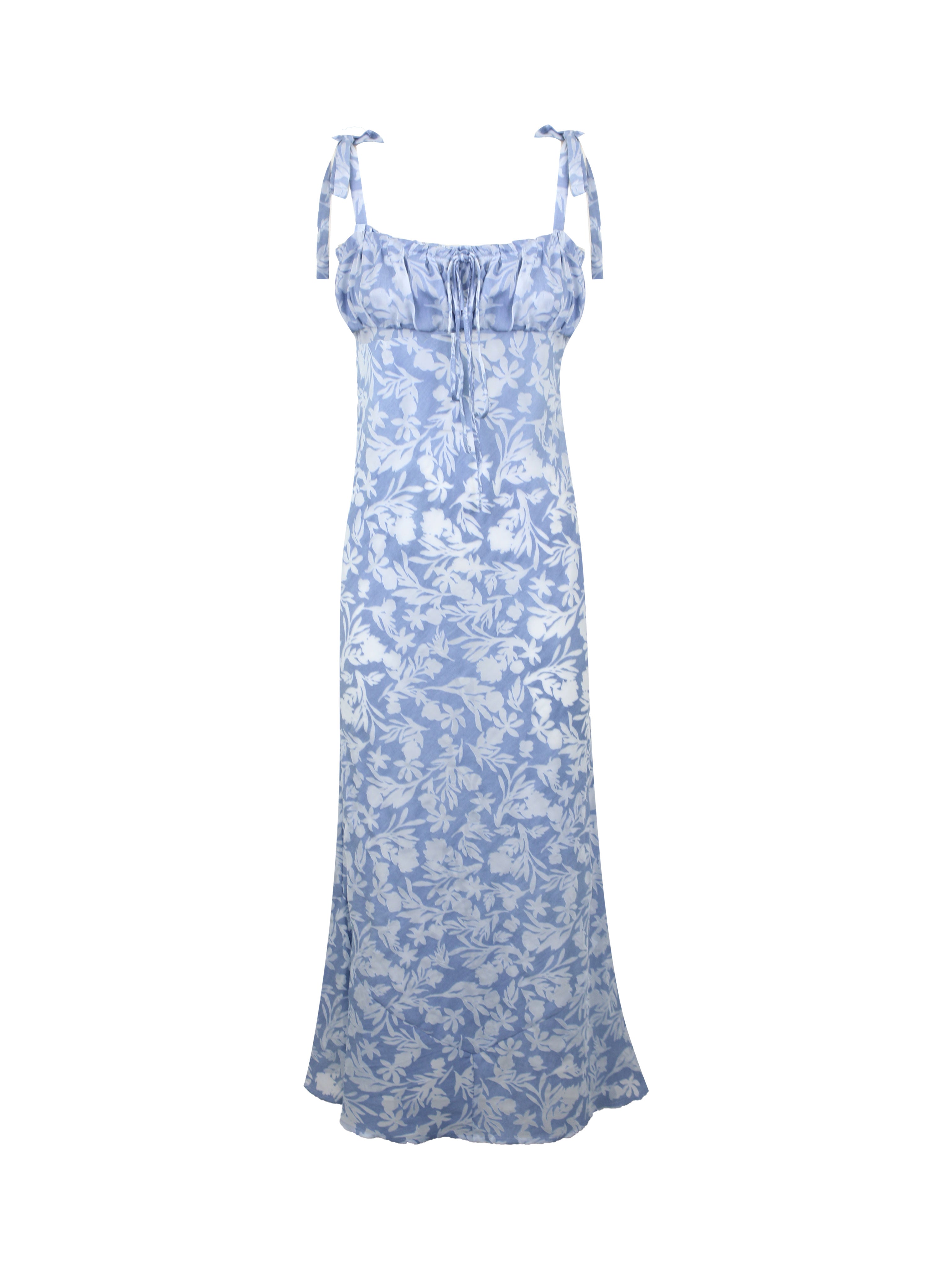 ABITO LUNGO DEVORE' CON FIOCCHI SU SPALLINE SOTTILI