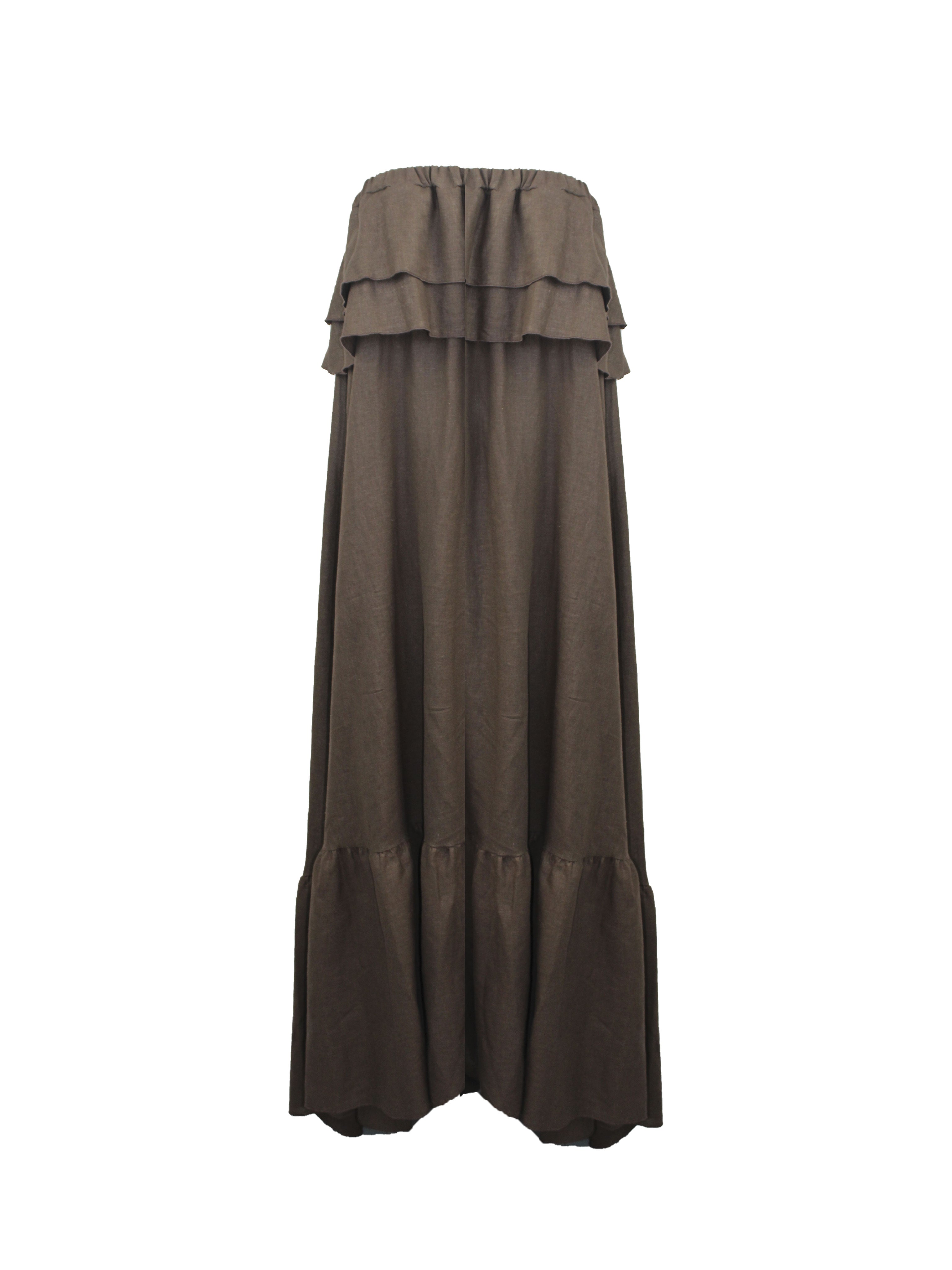 ABITO DECOLTE' ROUCHES LUNGO IN LINO