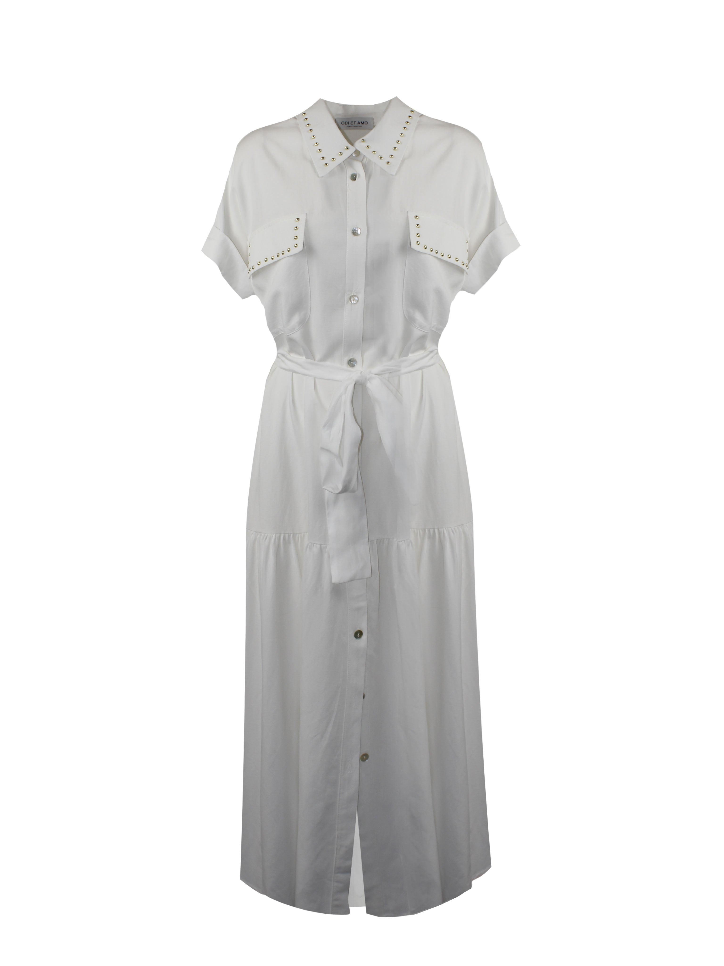 ABITO LUNGO CHEMISIER IN COTONE CON BORCHIE ORO