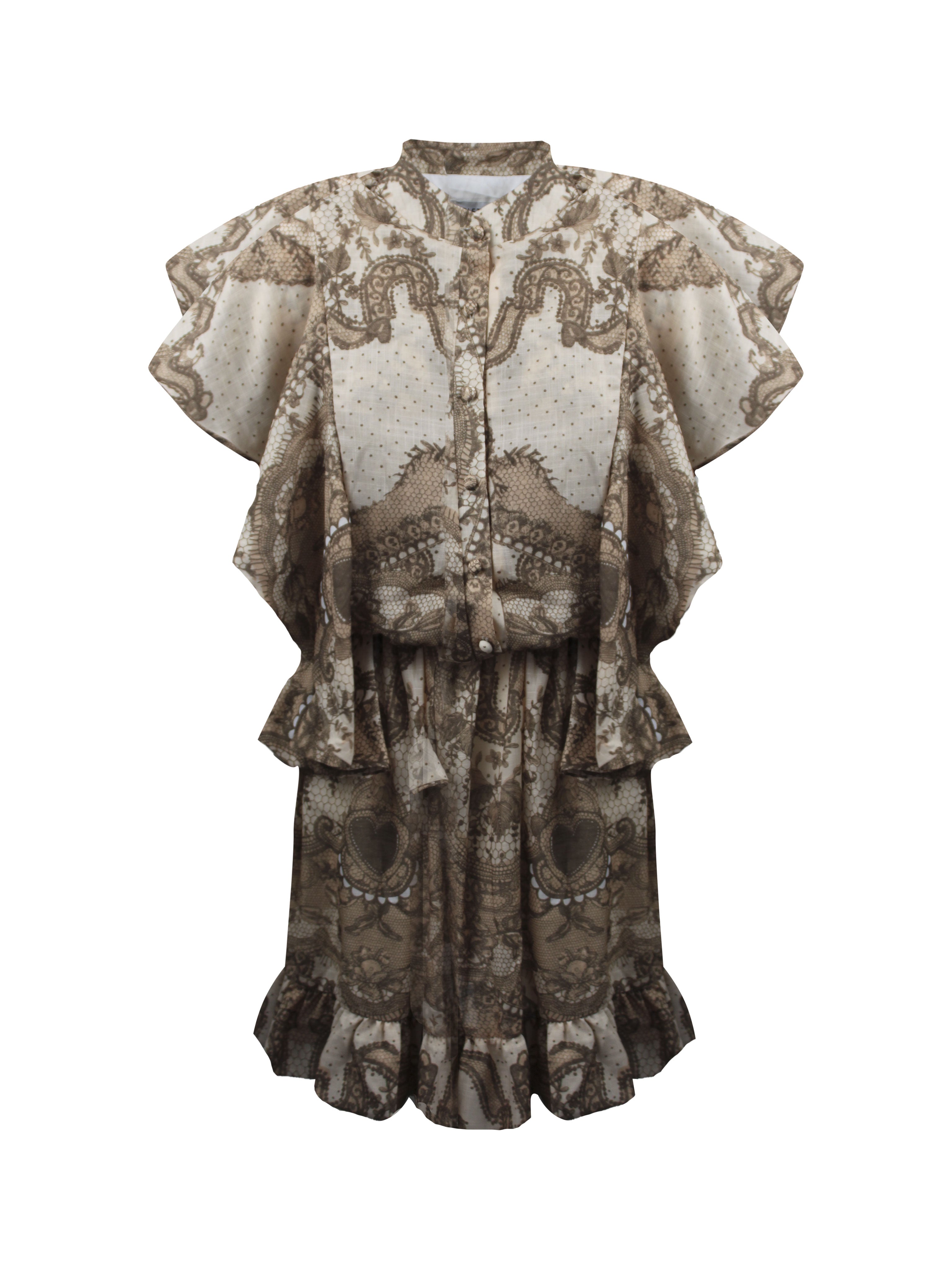 ABITO ROUCHES CORTO STAMPA TERRA