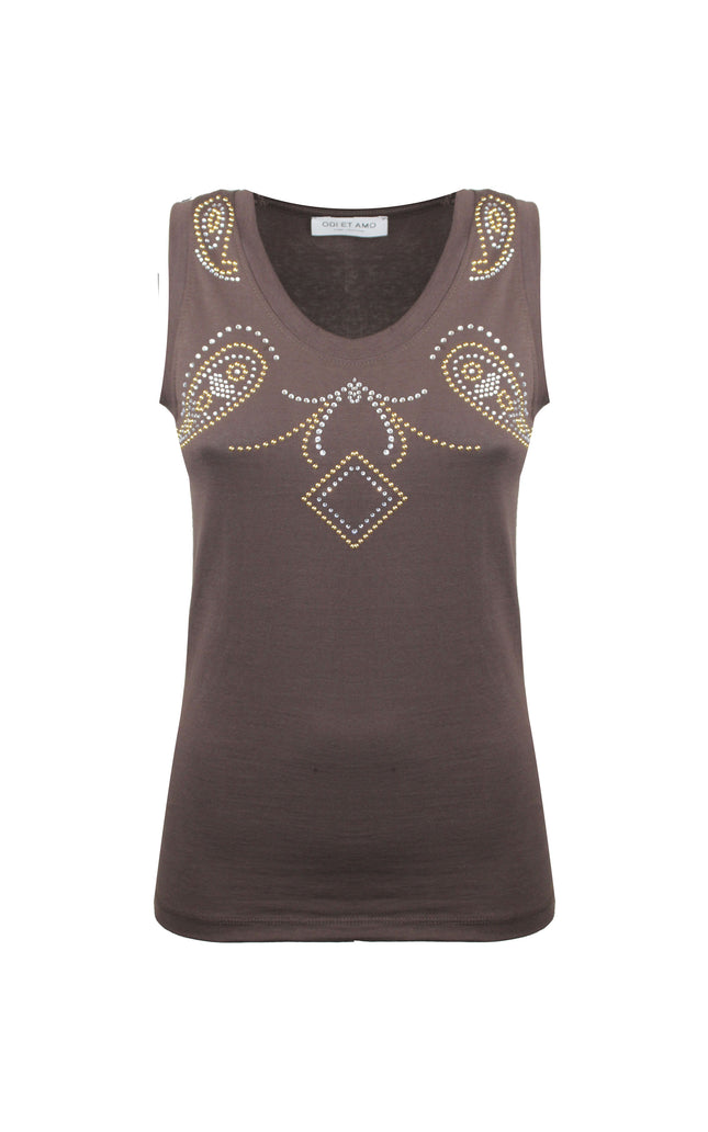 WIDE NECK TANK TOP WITH DOODLES