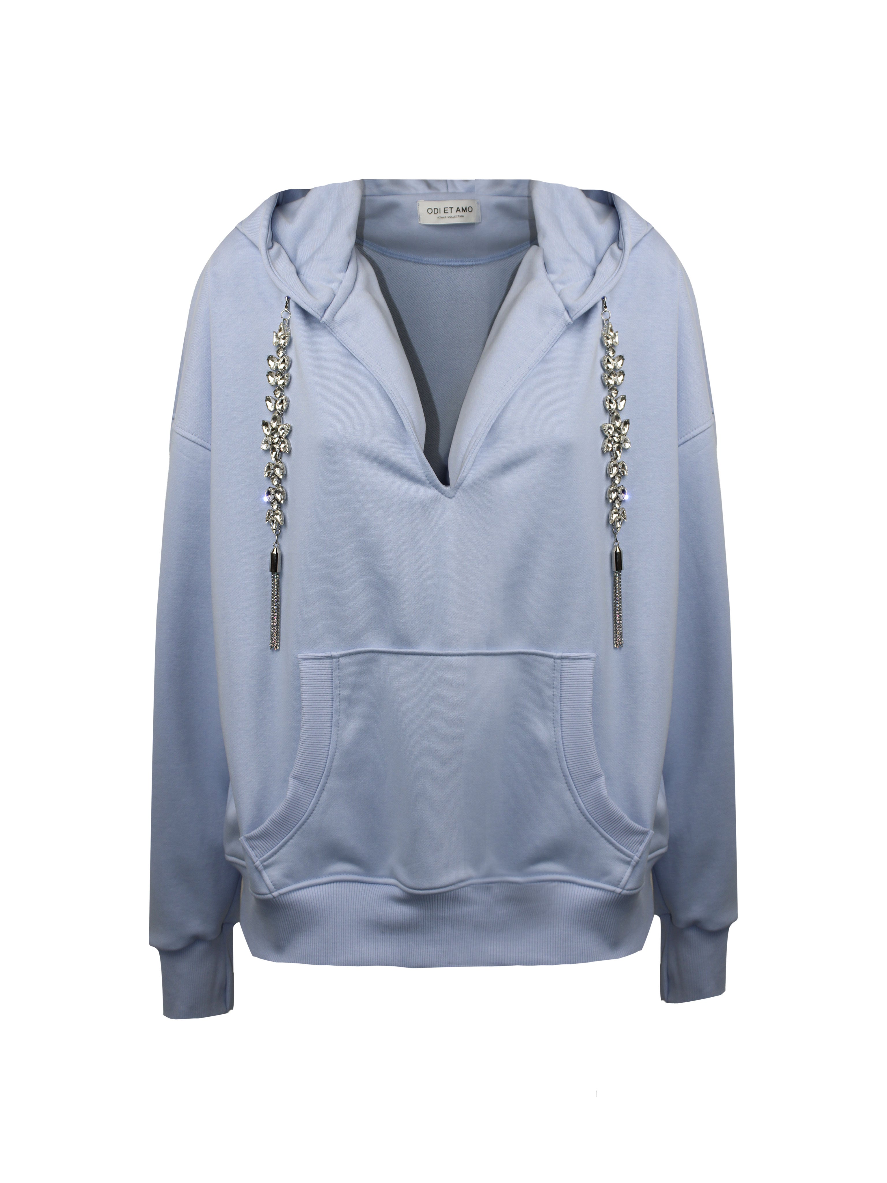 FELPA CON CAPPUCCIO E SCOLLO CHARME