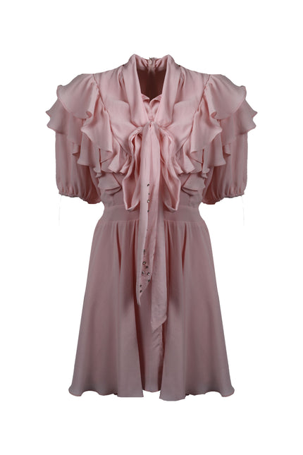 SHORT DOLL DRESS WITH SHORT SLEEVES AND BOW