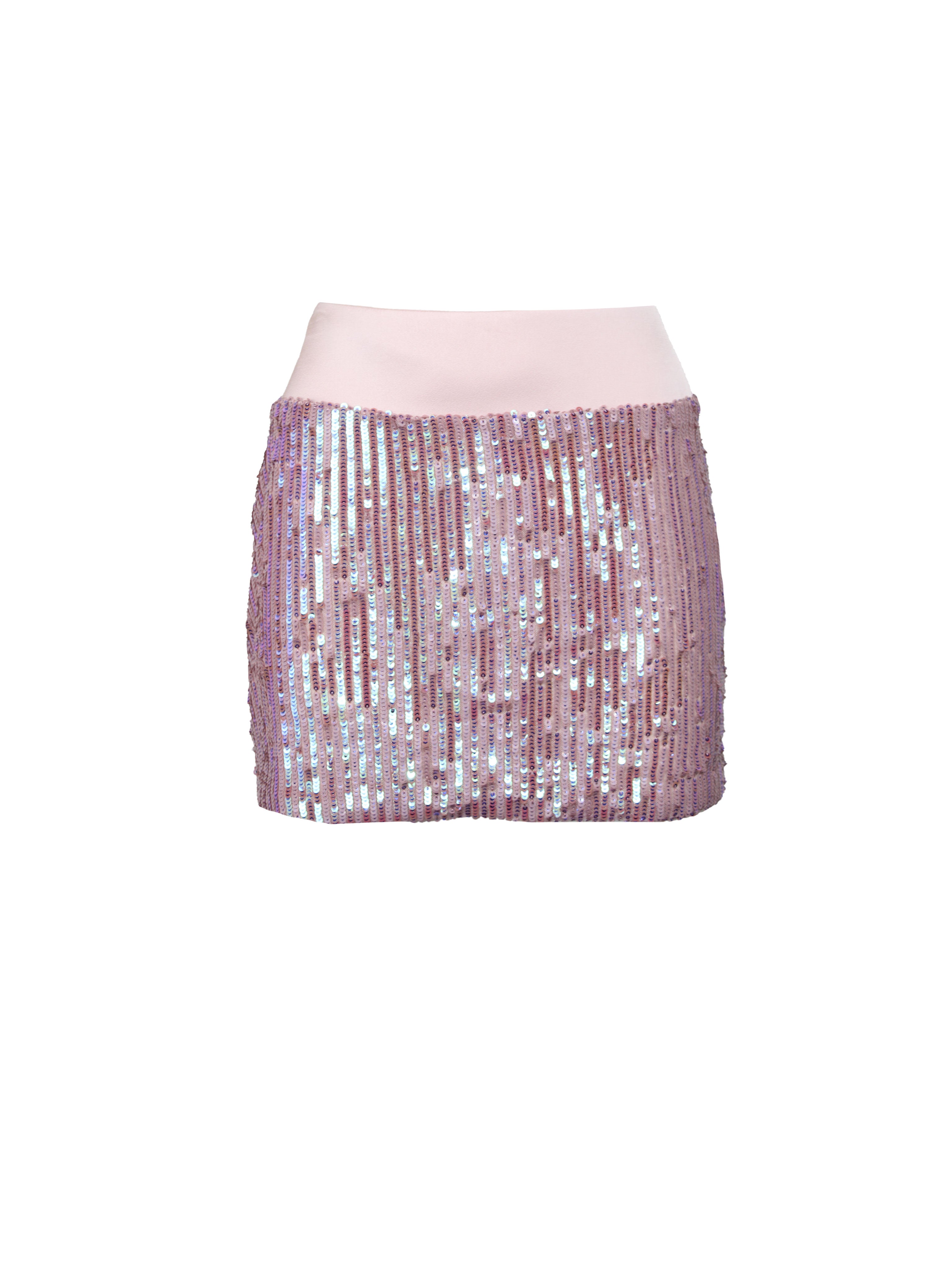 MINIGONNA LOUSIANA A TUBINO IN PAILETTES E FASCIA IN RASO
