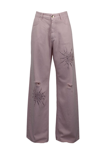 CLARISSA DENIM WITH RIPS AND PINK CRYSTALS