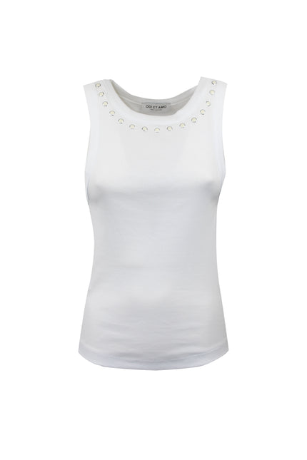 RIBBED TANK TOP WITH STUDDED DETAIL